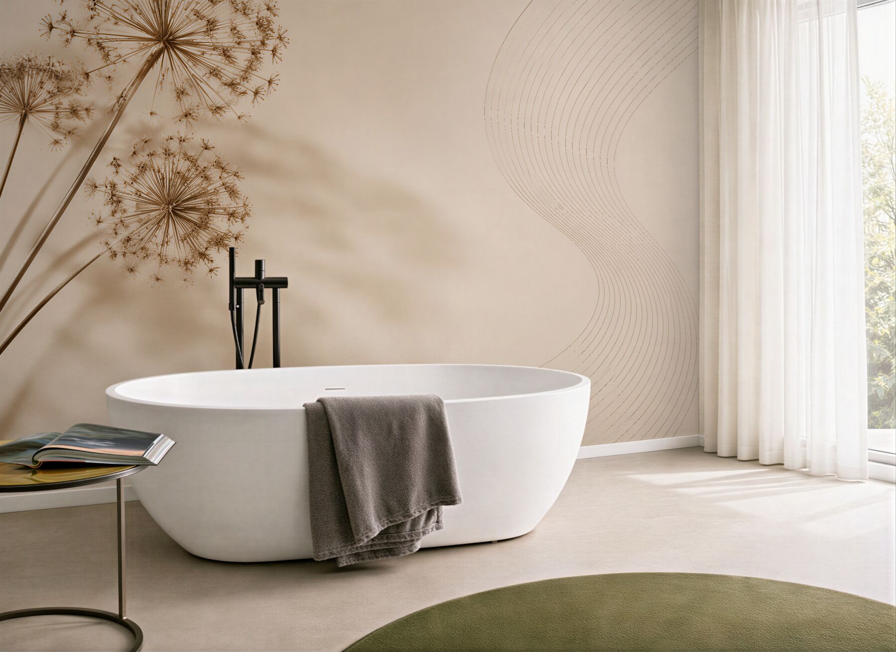 Fototapeten Beige Pusteblumen mit Welle