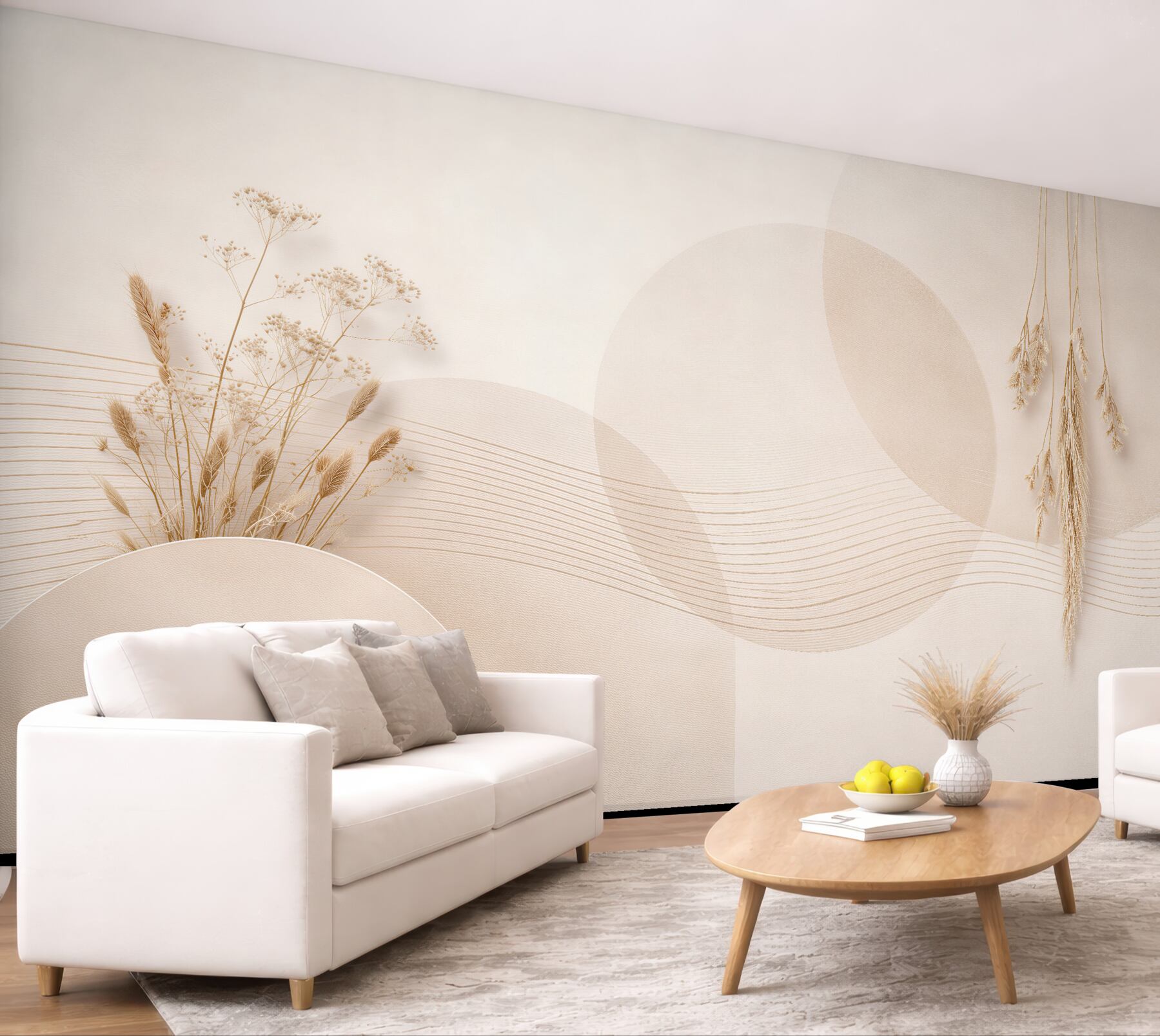 Fototapeten Beige Gräser in Abstraktion