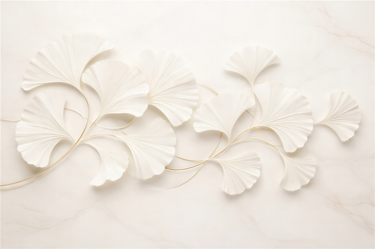 Fototapeten Elegante Ginkgo-Blätter 3D