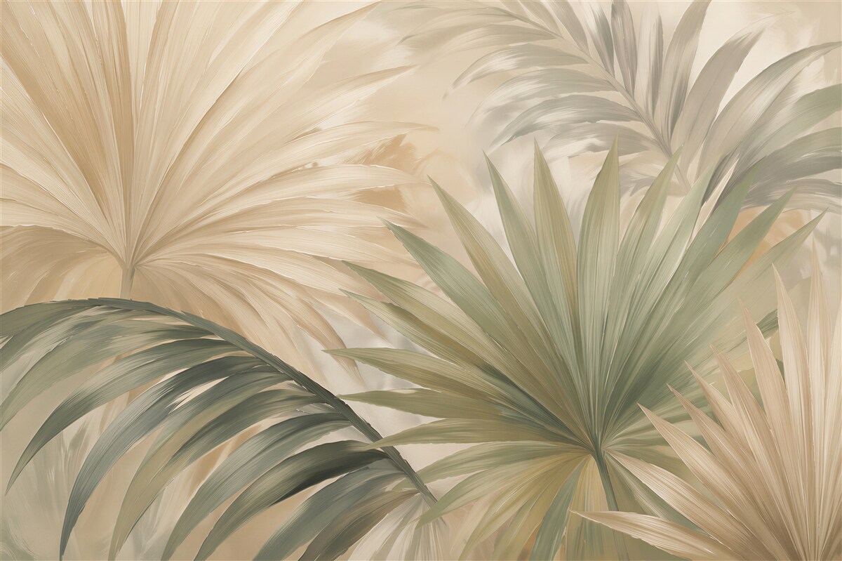 Fototapeten Beige Palmblätter in Harmonie