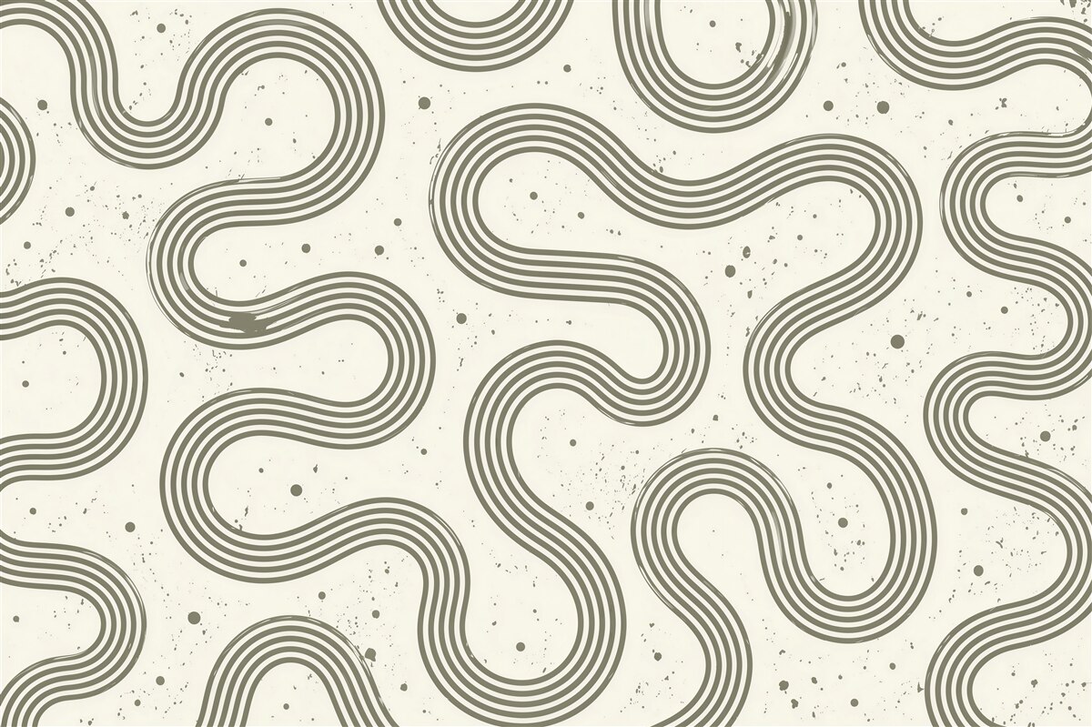 Fototapeten Wellenförmige Linien im Retro-Stil