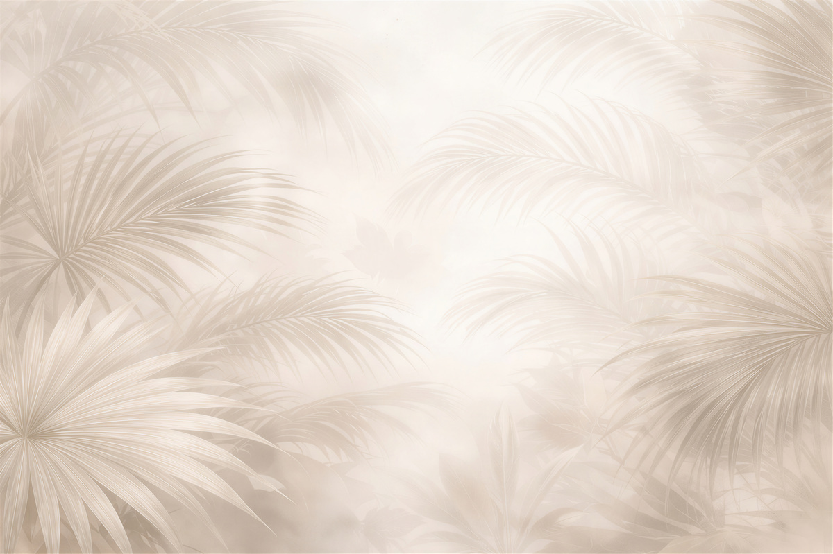 Fototapeten Zarte Palmblätter in Beige