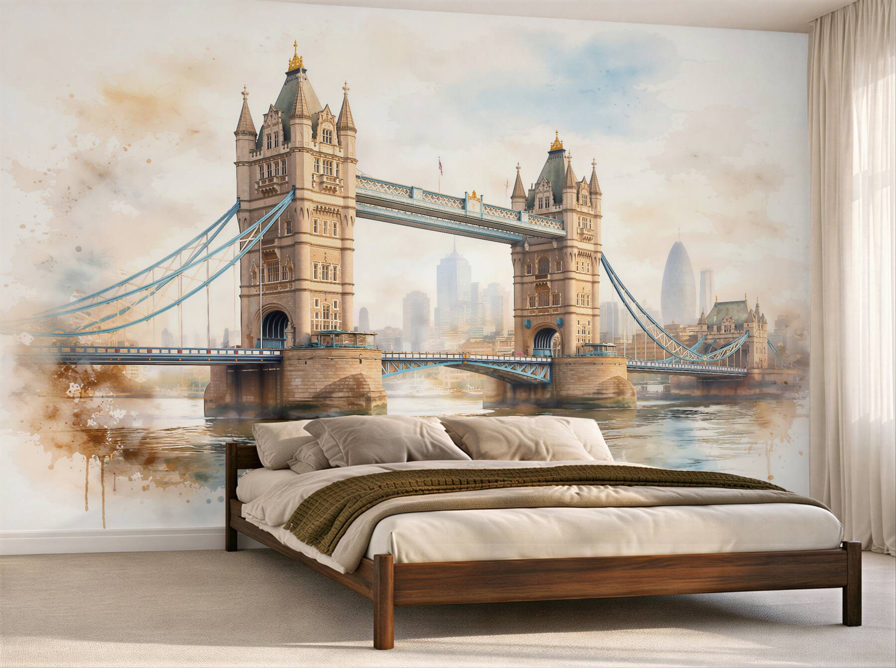 Fototapeten Tower Bridge im Aquarellnebel