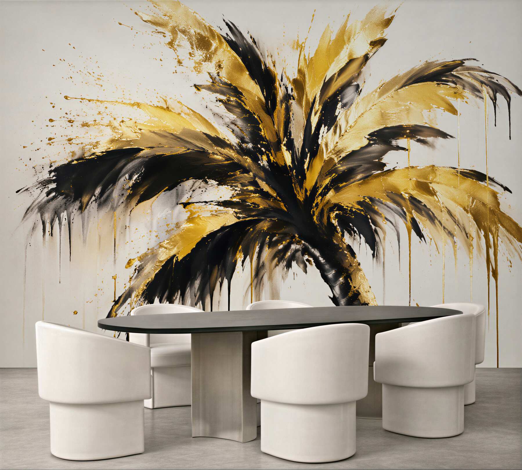 Fototapeten Goldene Palme in künstlerischem Schwung
