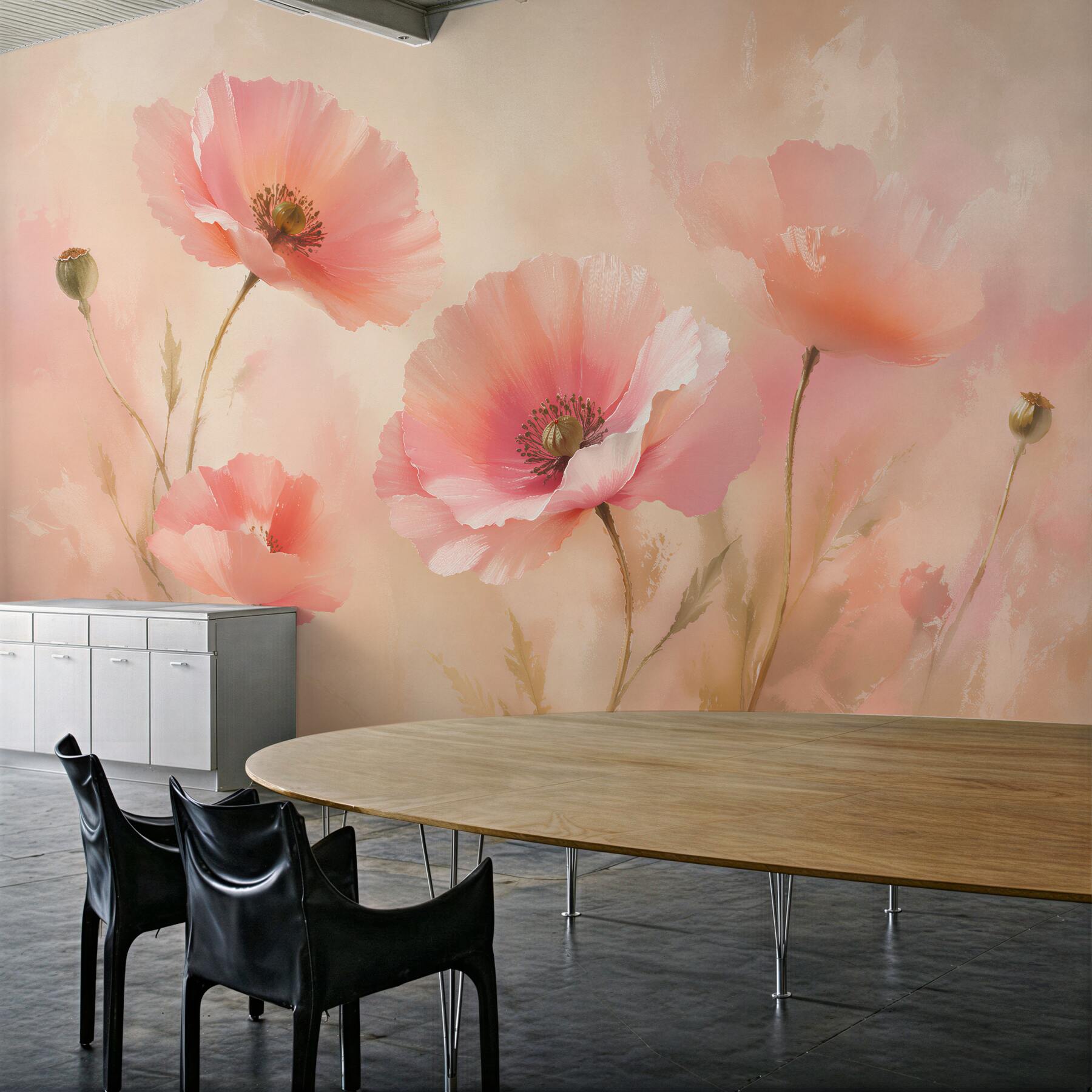 Fototapeten Pastellmohnblumen im Glanz