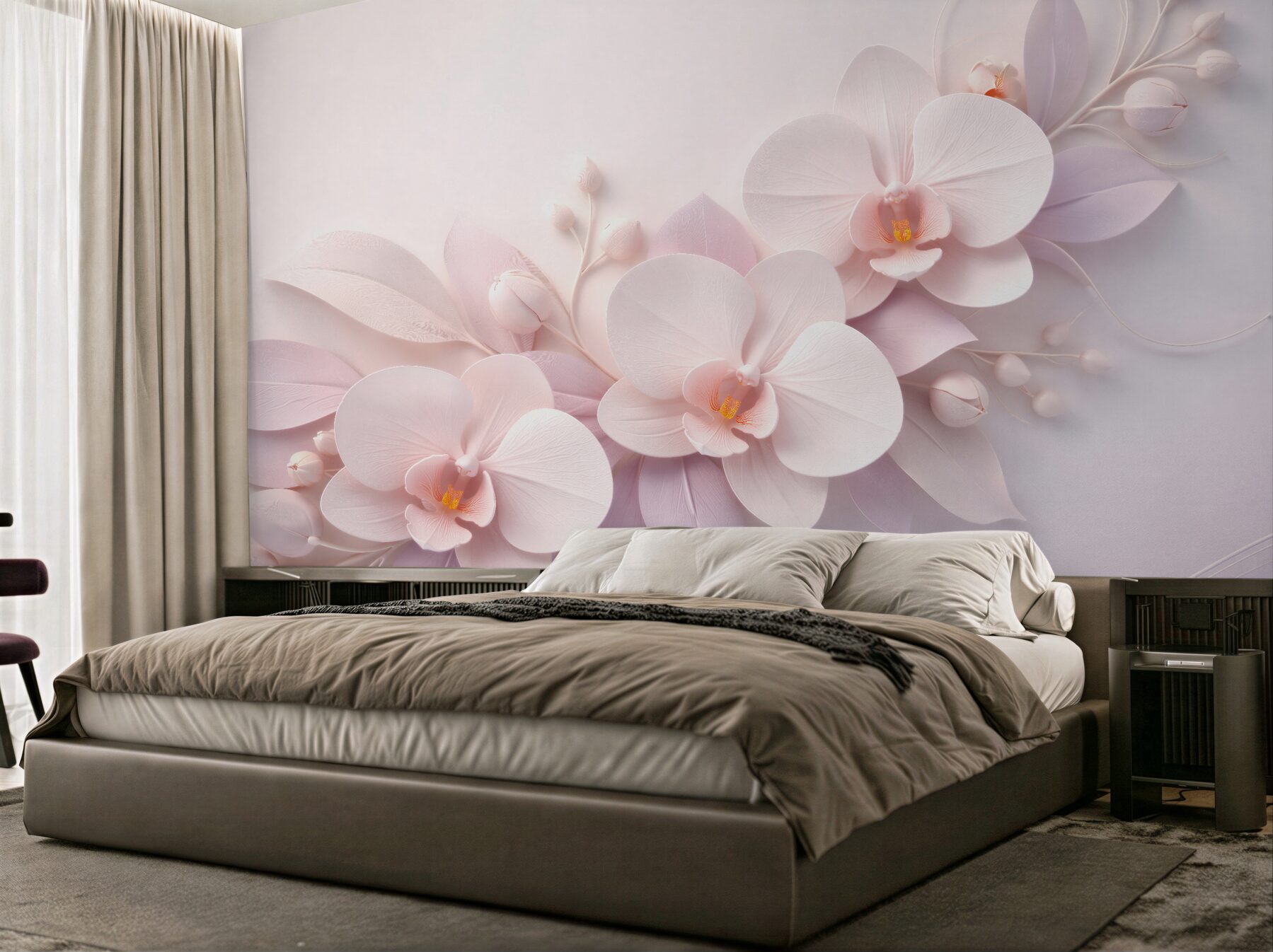 Fototapeten Pudrige Orchideen 3D Glamour