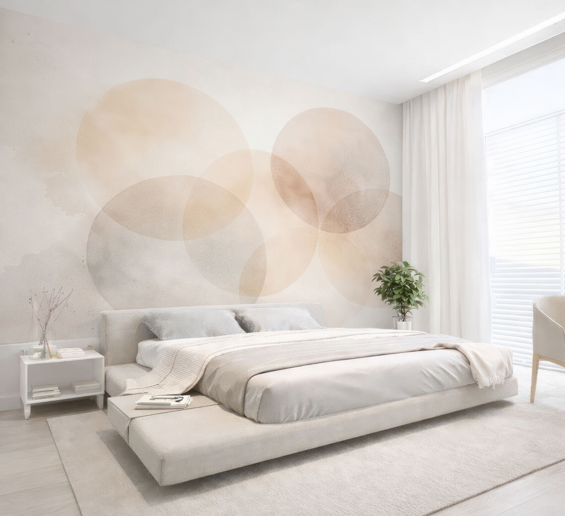 Fototapeten Subtile beige Kreise