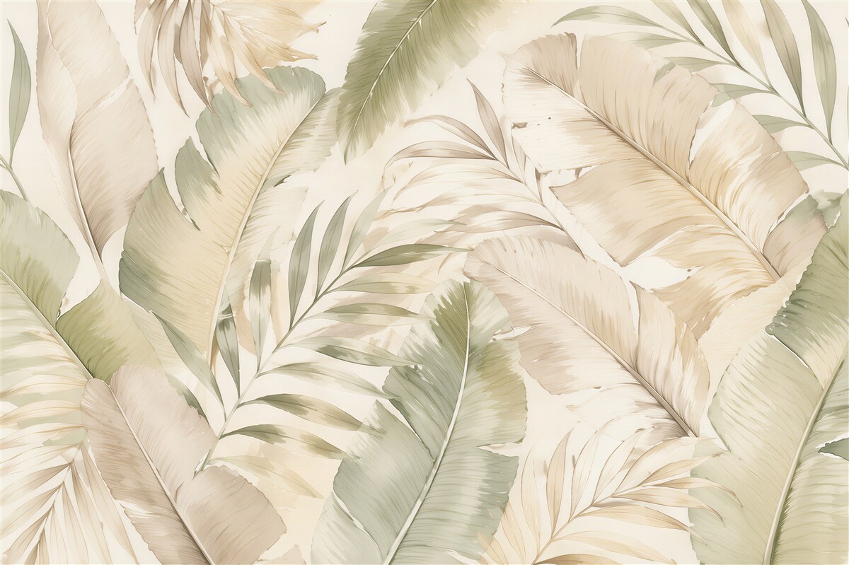 Fototapeten Subtile Palmblätter in Beige
