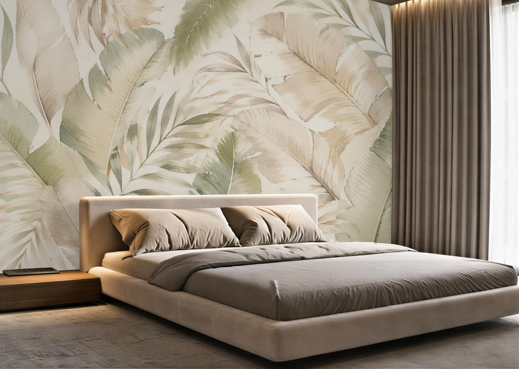Fototapeten Subtile Palmblätter in Beige