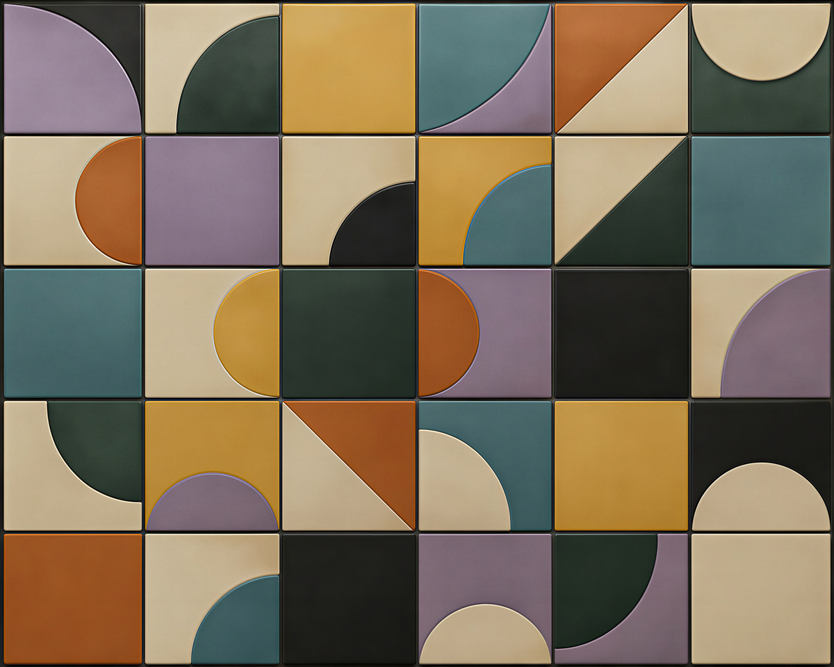 Fototapeten Geometrisches Retro-Mosaik in Pastell