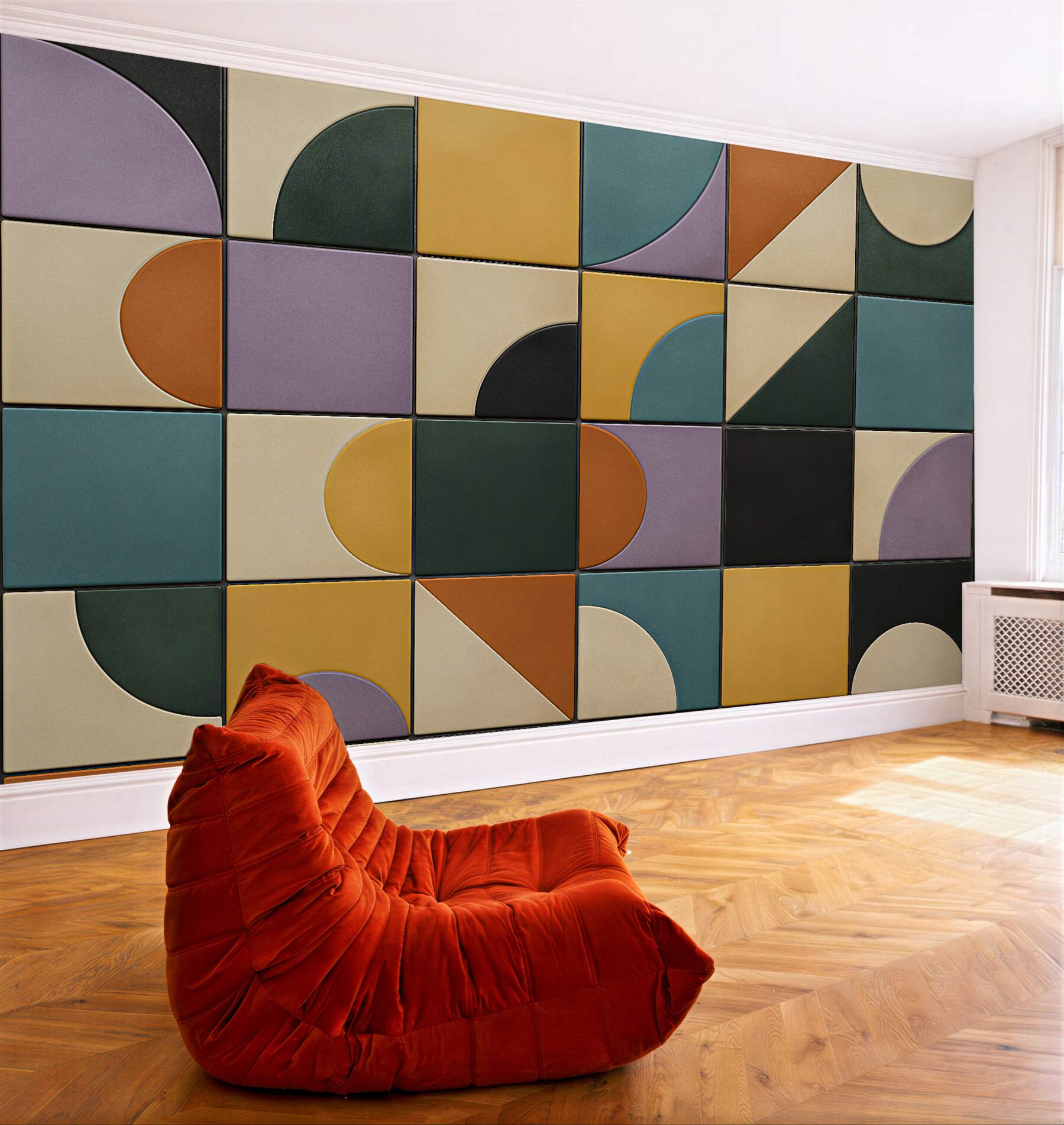 Fototapeten Geometrisches Retro-Mosaik in Pastell