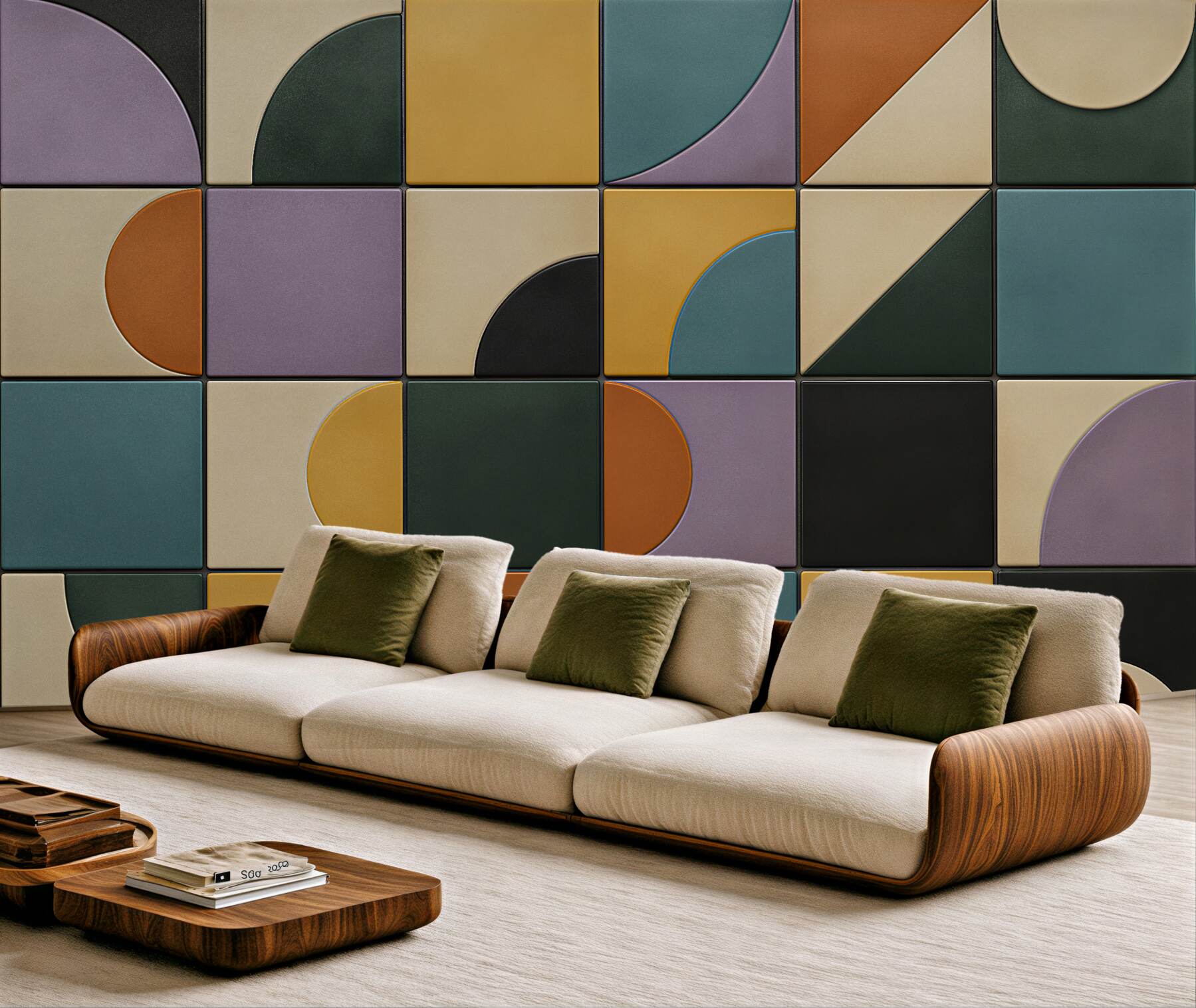 Fototapeten Geometrisches Retro-Mosaik in Pastell