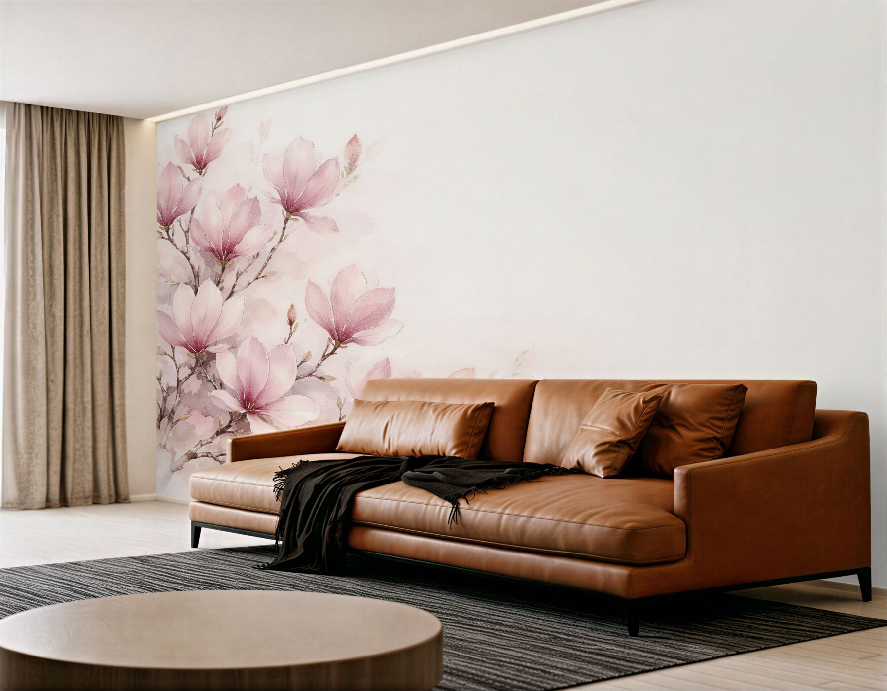 Fototapeten Pudrige Magnolie in Aquarell