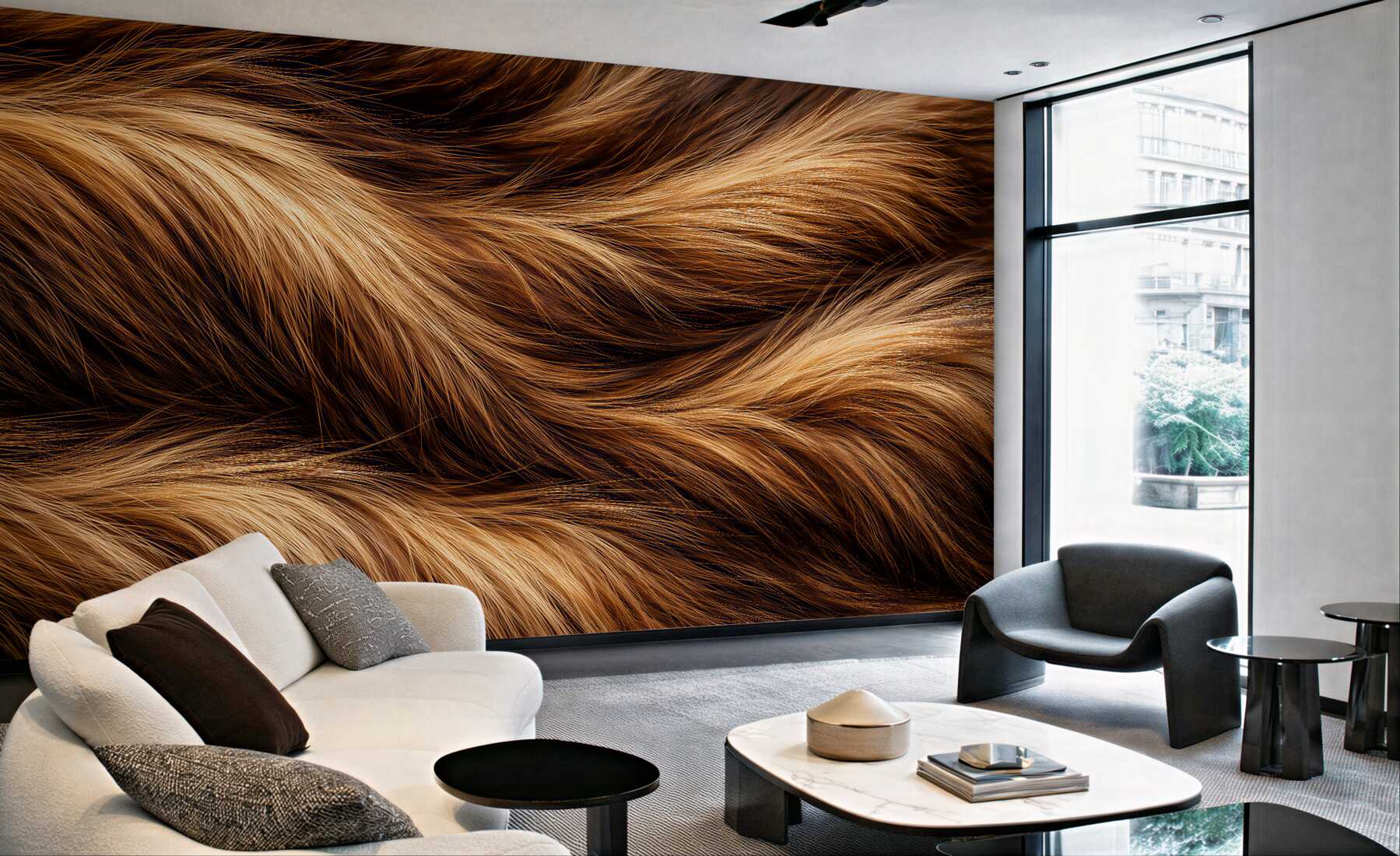 Fototapeten Luxuriöse Textur aus goldenem Fell