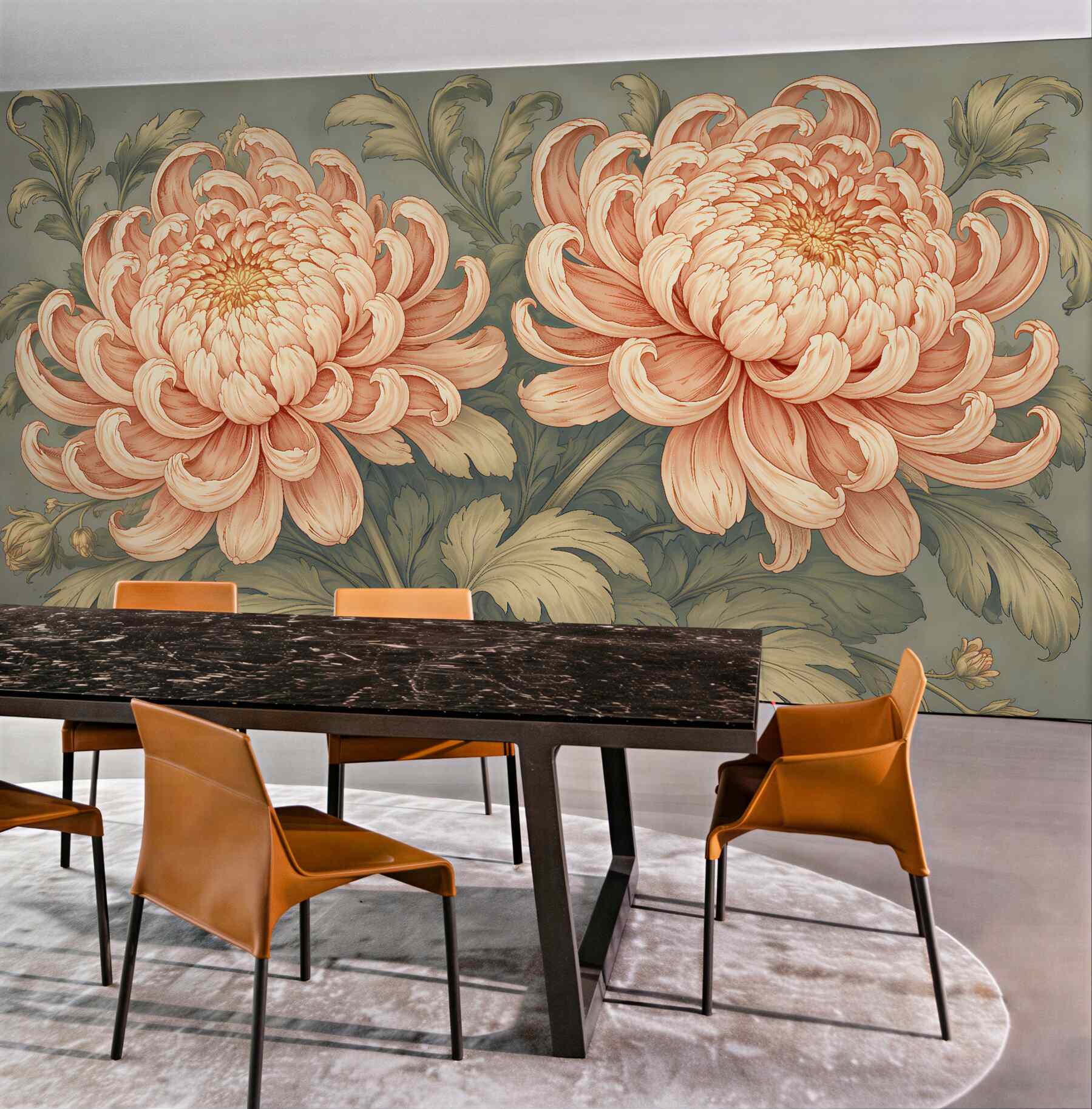 Fototapeten Chrysanthemen im Vintage-Stil