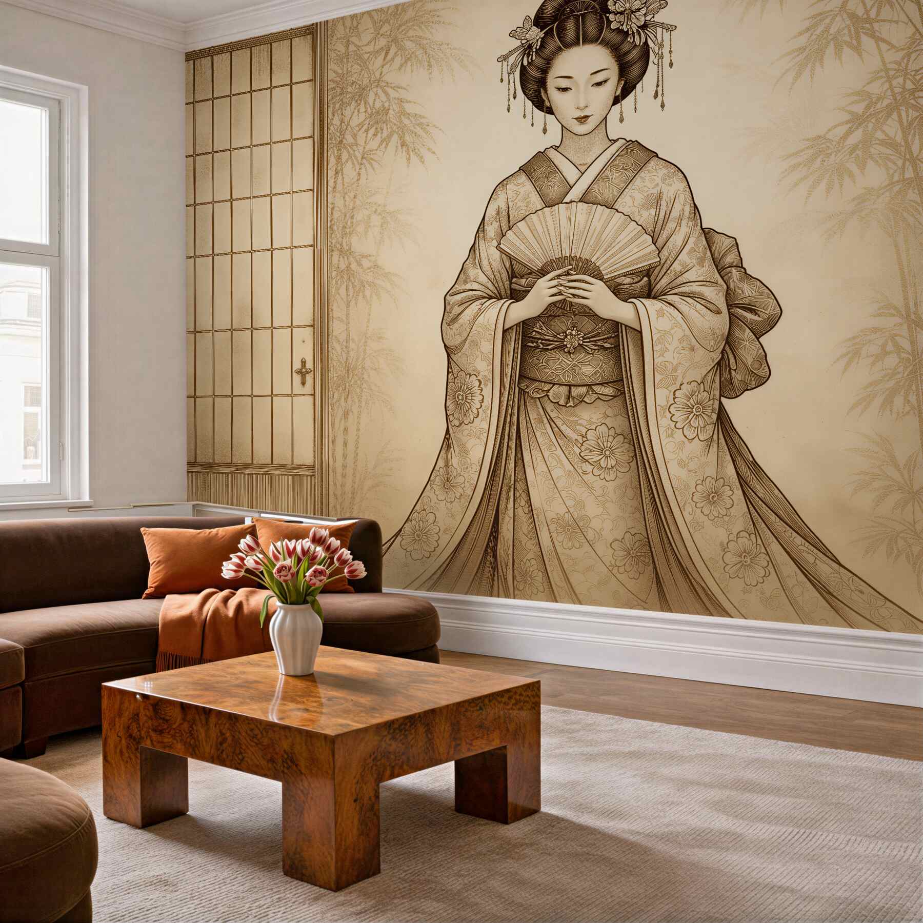 Fototapeten Geisha in bambusartiger Stille