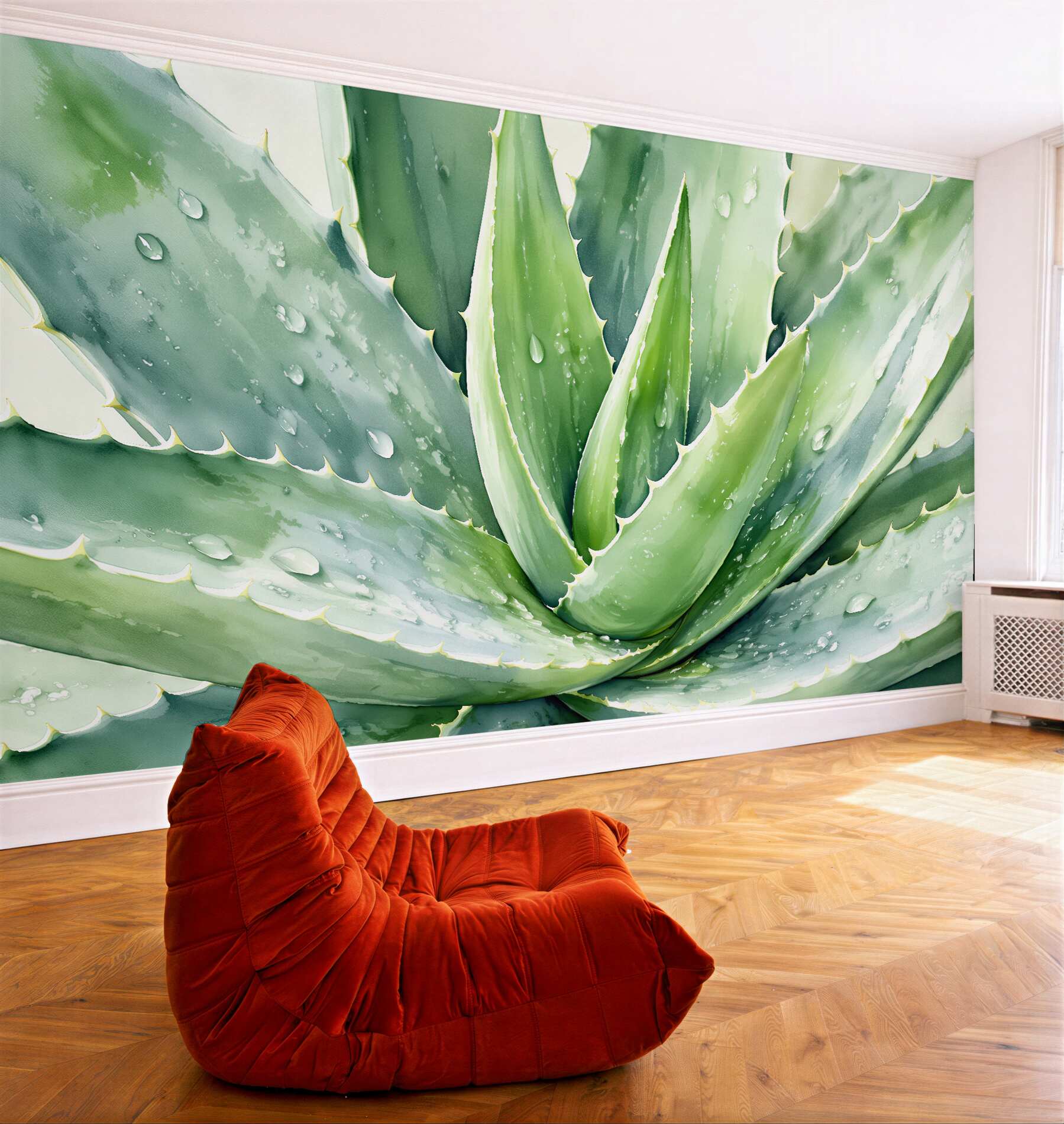 Fototapeten Aquarellfrische mit Aloe