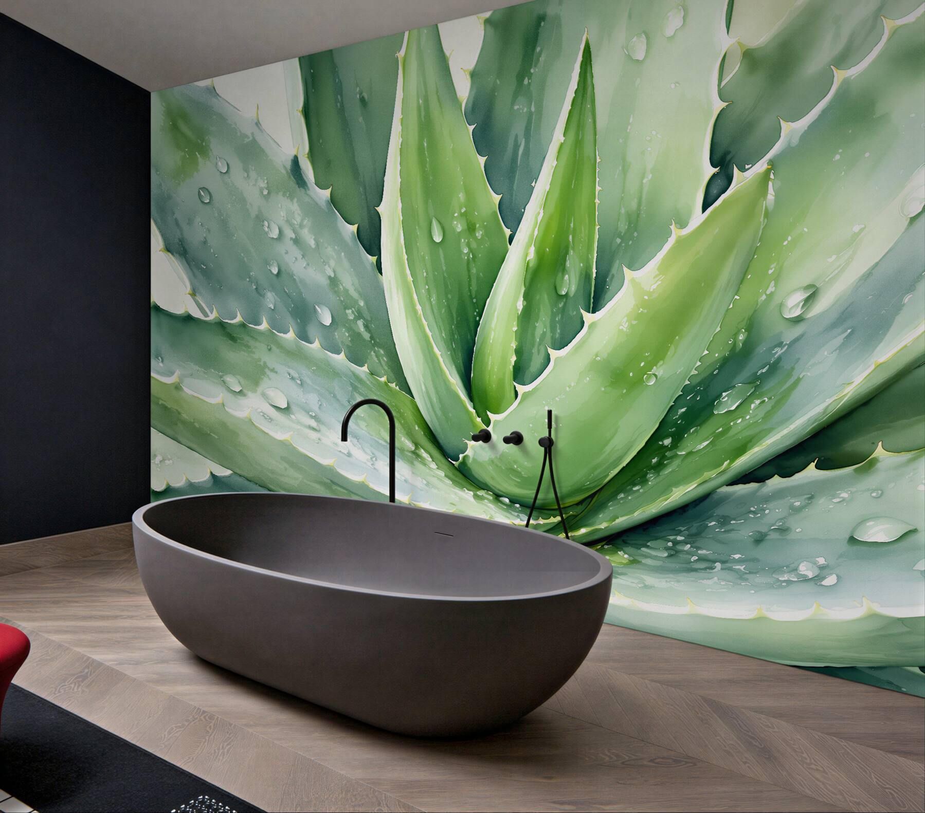 Fototapeten Aquarellfrische mit Aloe