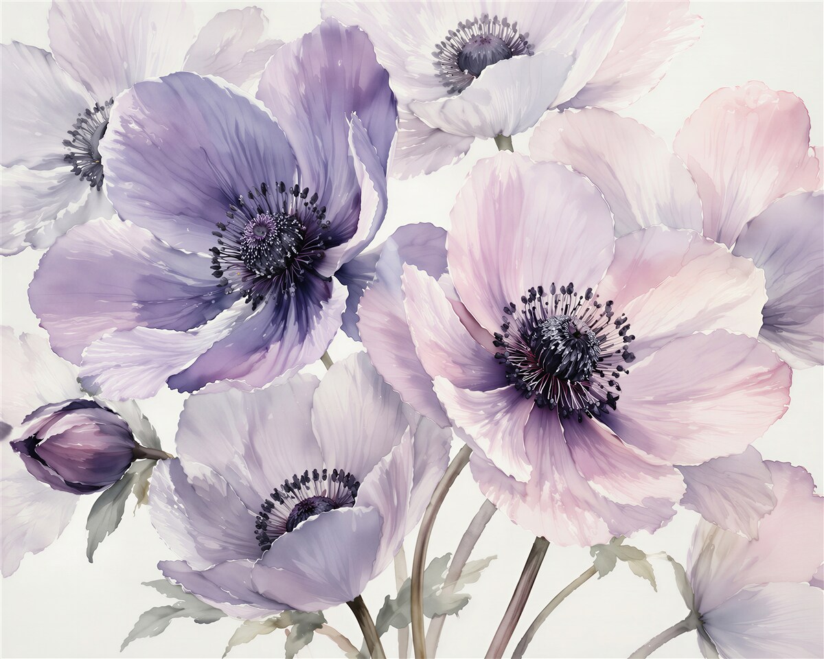 Fototapeten Pastellmohn in subtiler Aquarelloptik