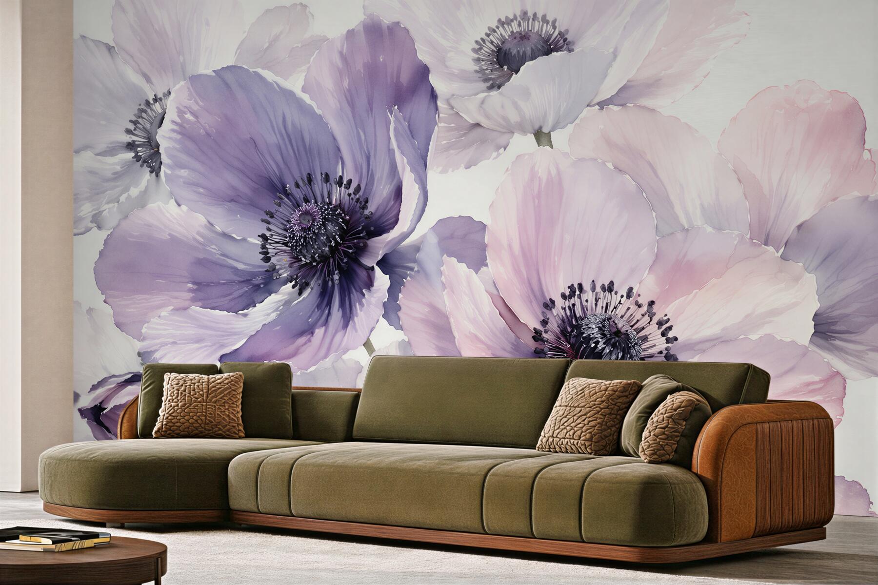 Fototapeten Pastellmohn in subtiler Aquarelloptik