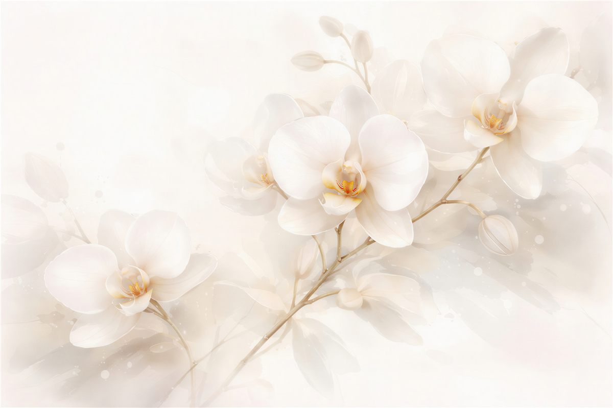 Fototapeten Cremige Orchideen im Glanz