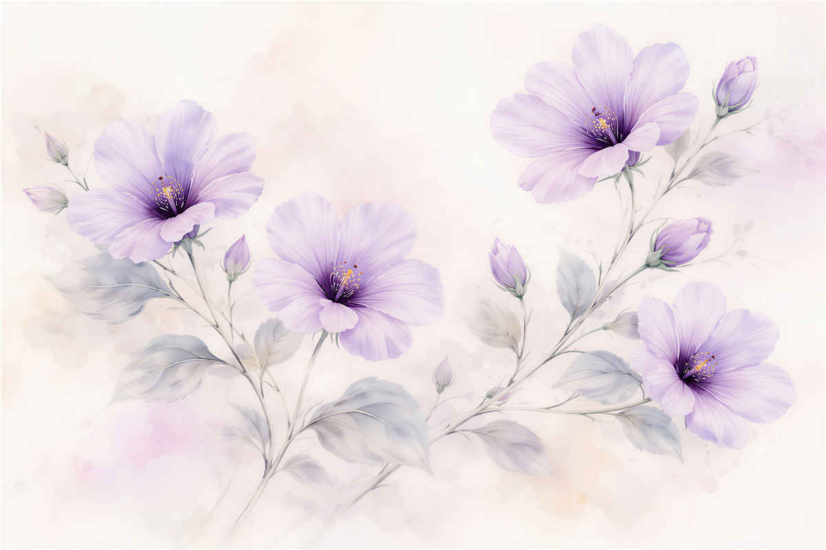 Fototapeten Fliederfarbene Blumen in zarter Harmonie