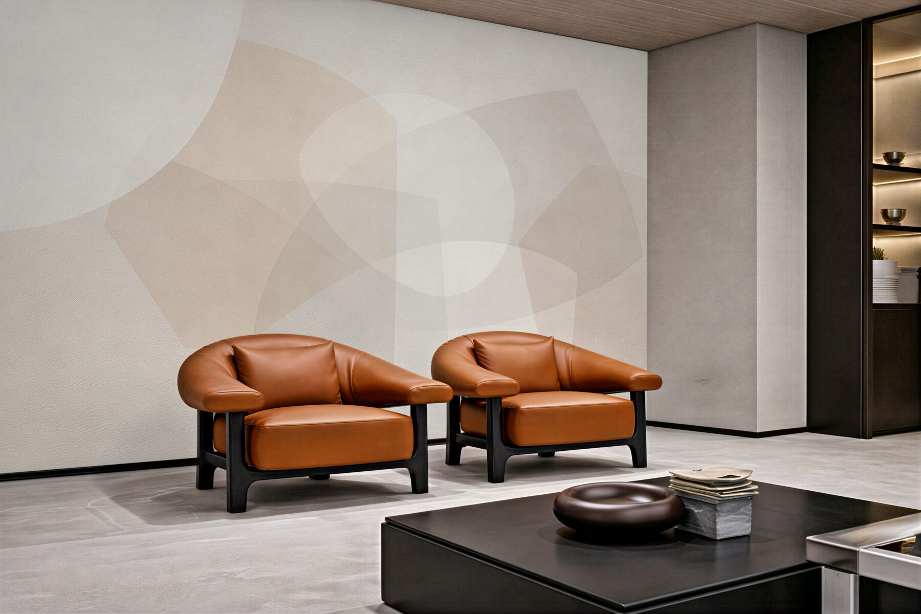Fototapeten Beige Abstraktion in weichen Formen