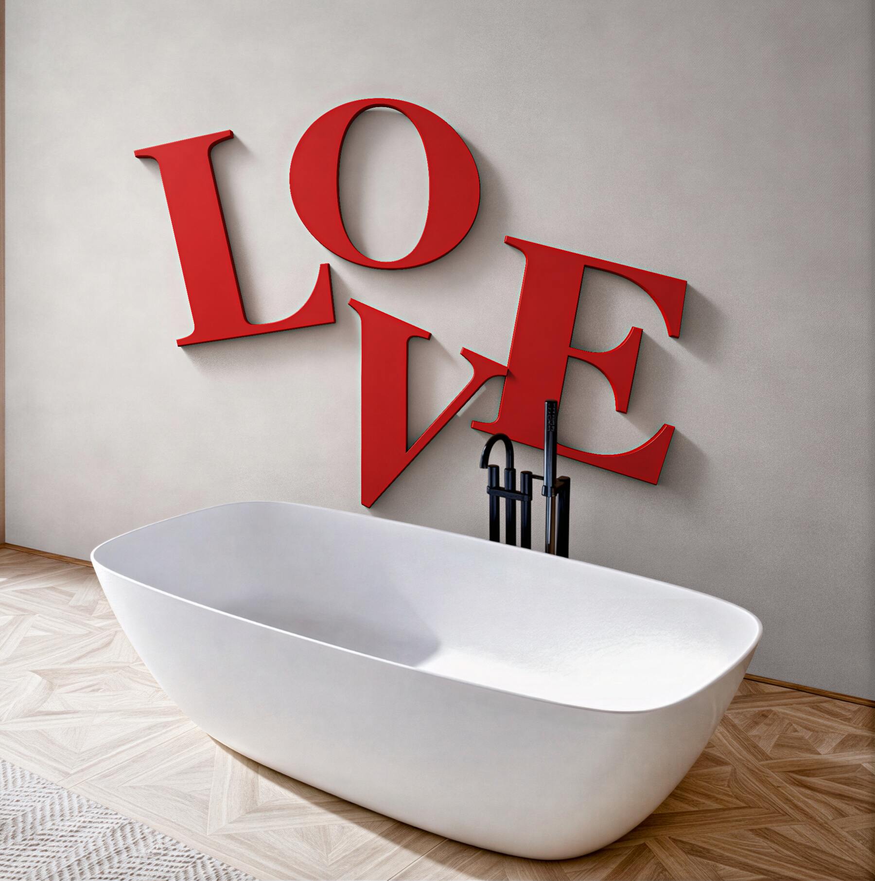 Fototapeten Roter Love-Schriftzug 3D