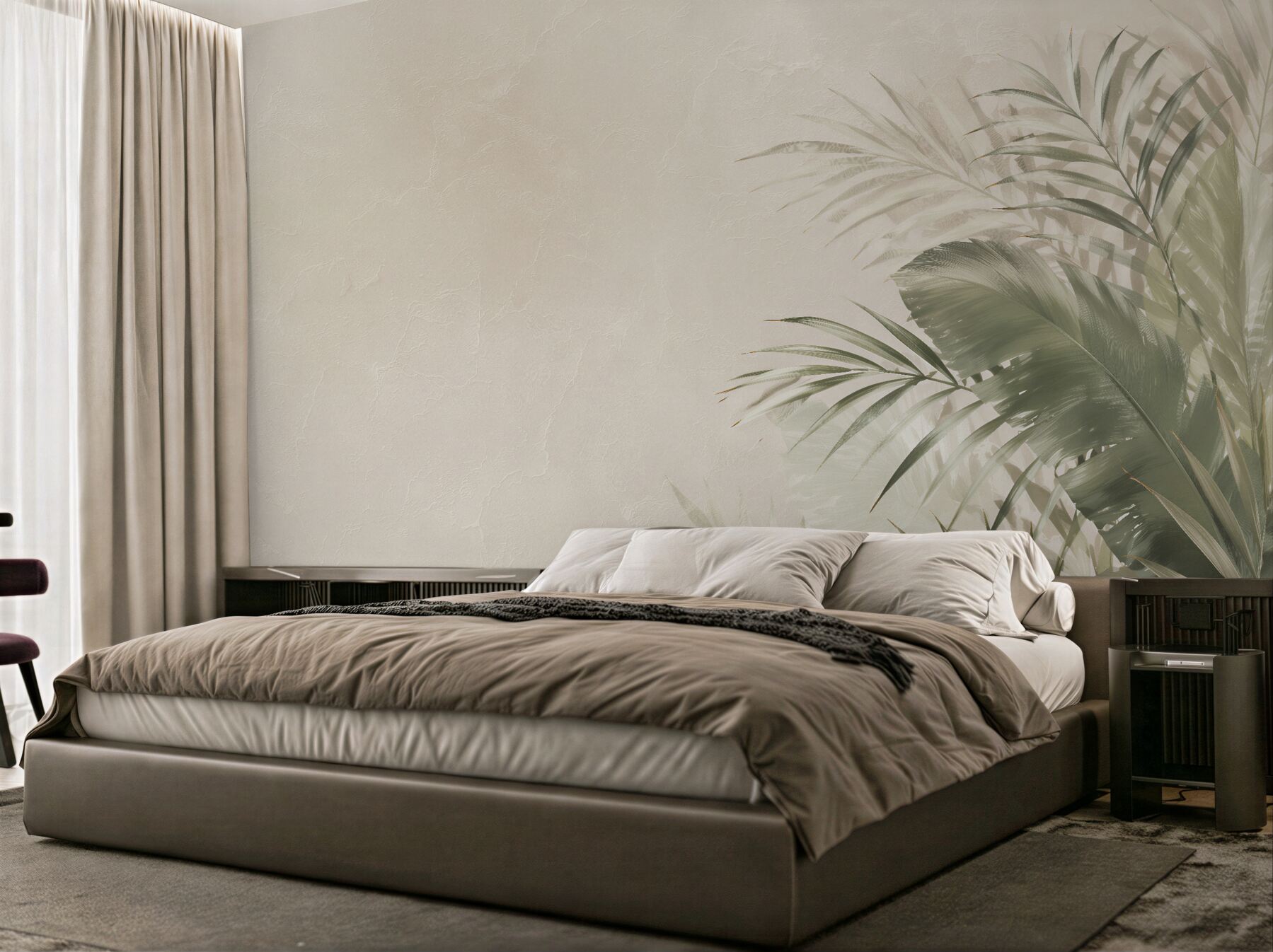 Fototapeten Zarte Palmblätter in Beige