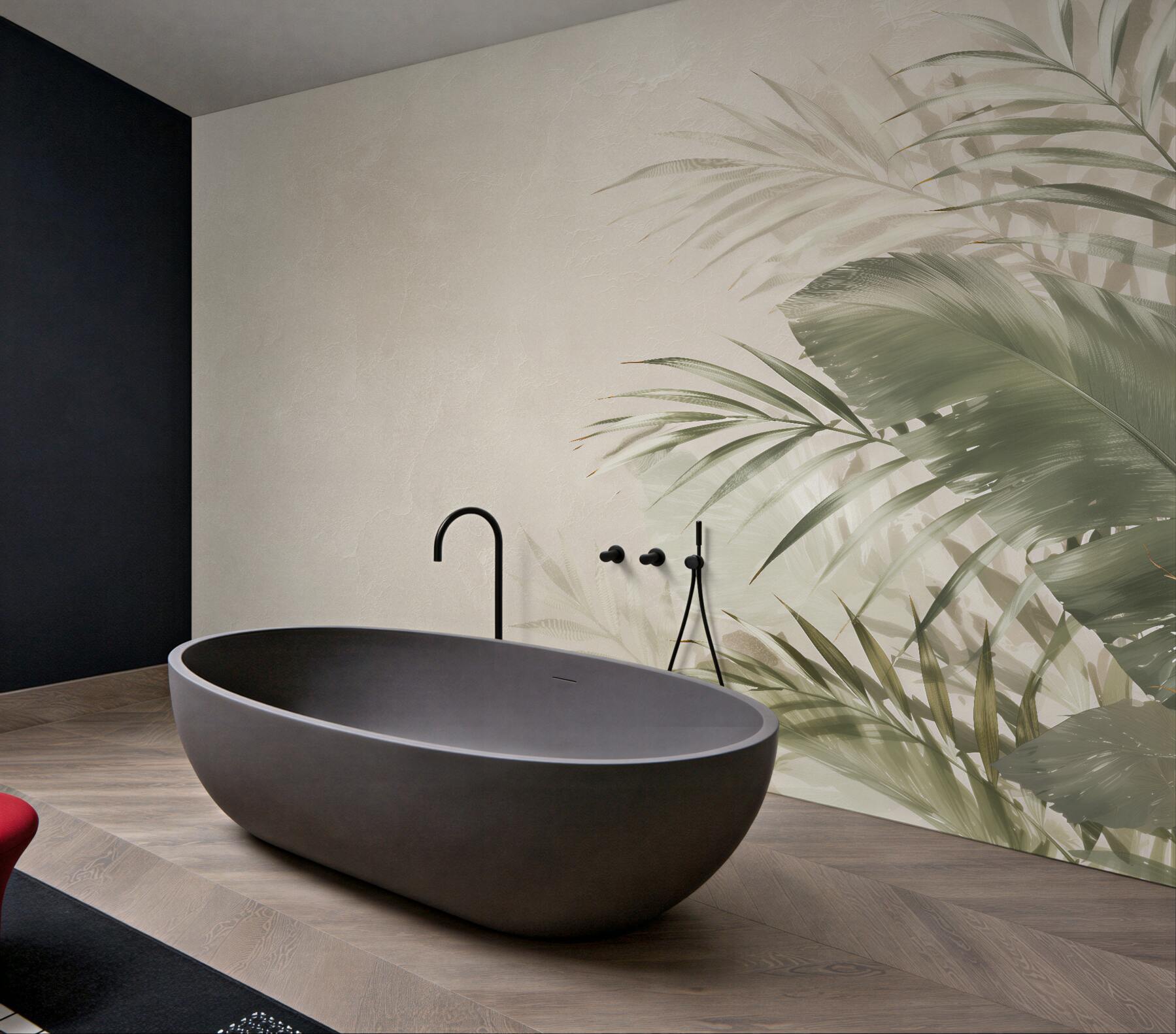 Fototapeten Zarte Palmblätter in Beige