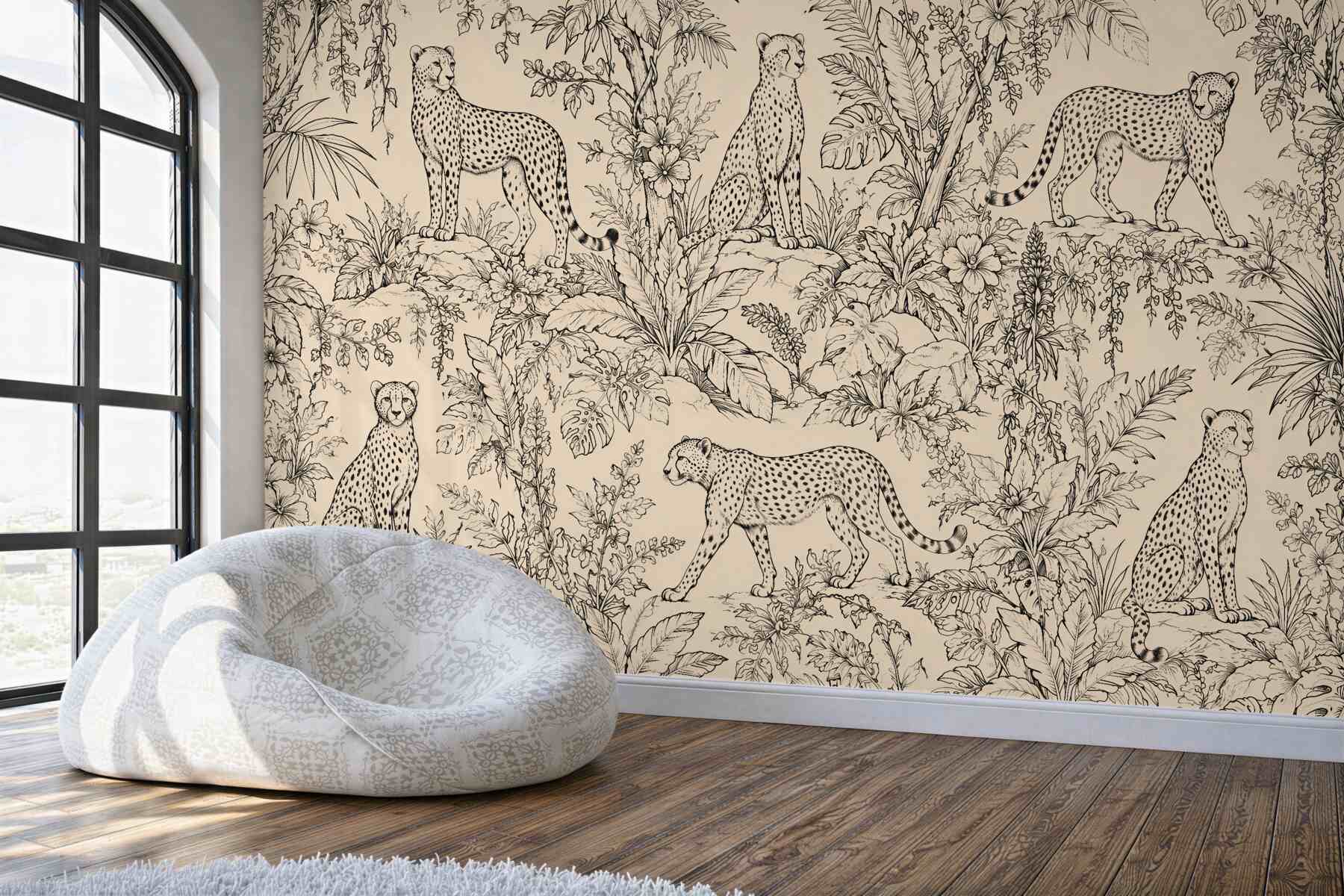 Fototapeten Geparde in botanischer Skizze