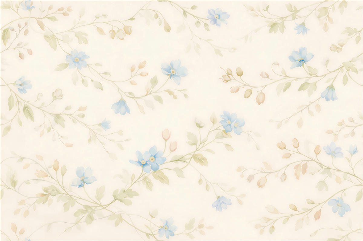 Fototapeten Zarte blaue Blumen auf Zweigen