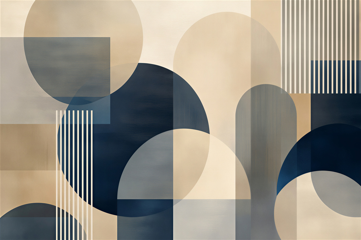 Fototapeten Geometrische Harmonie in Dunkelblau und Beige