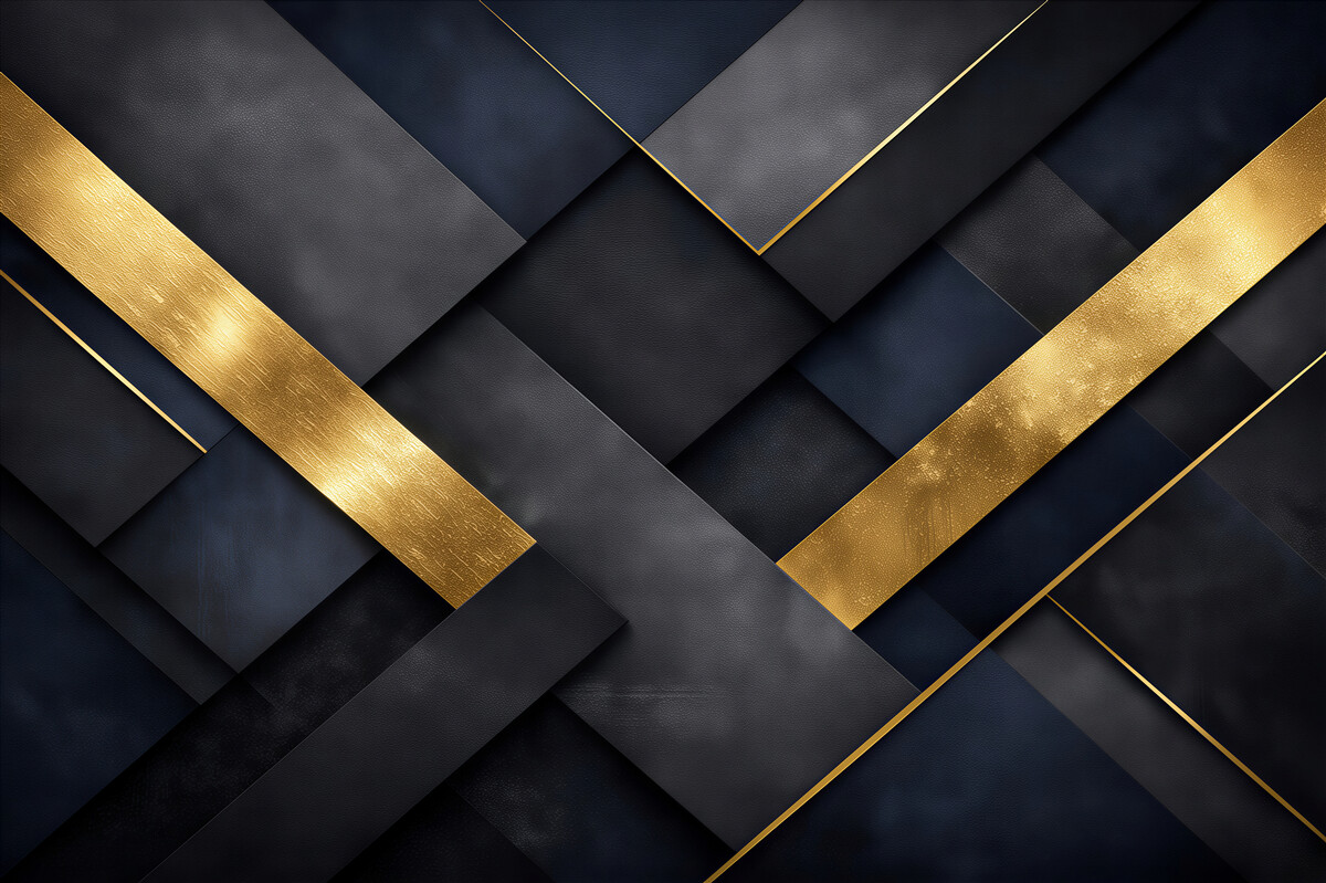 Fototapeten Dunkelblau-goldene geometrische Komposition
