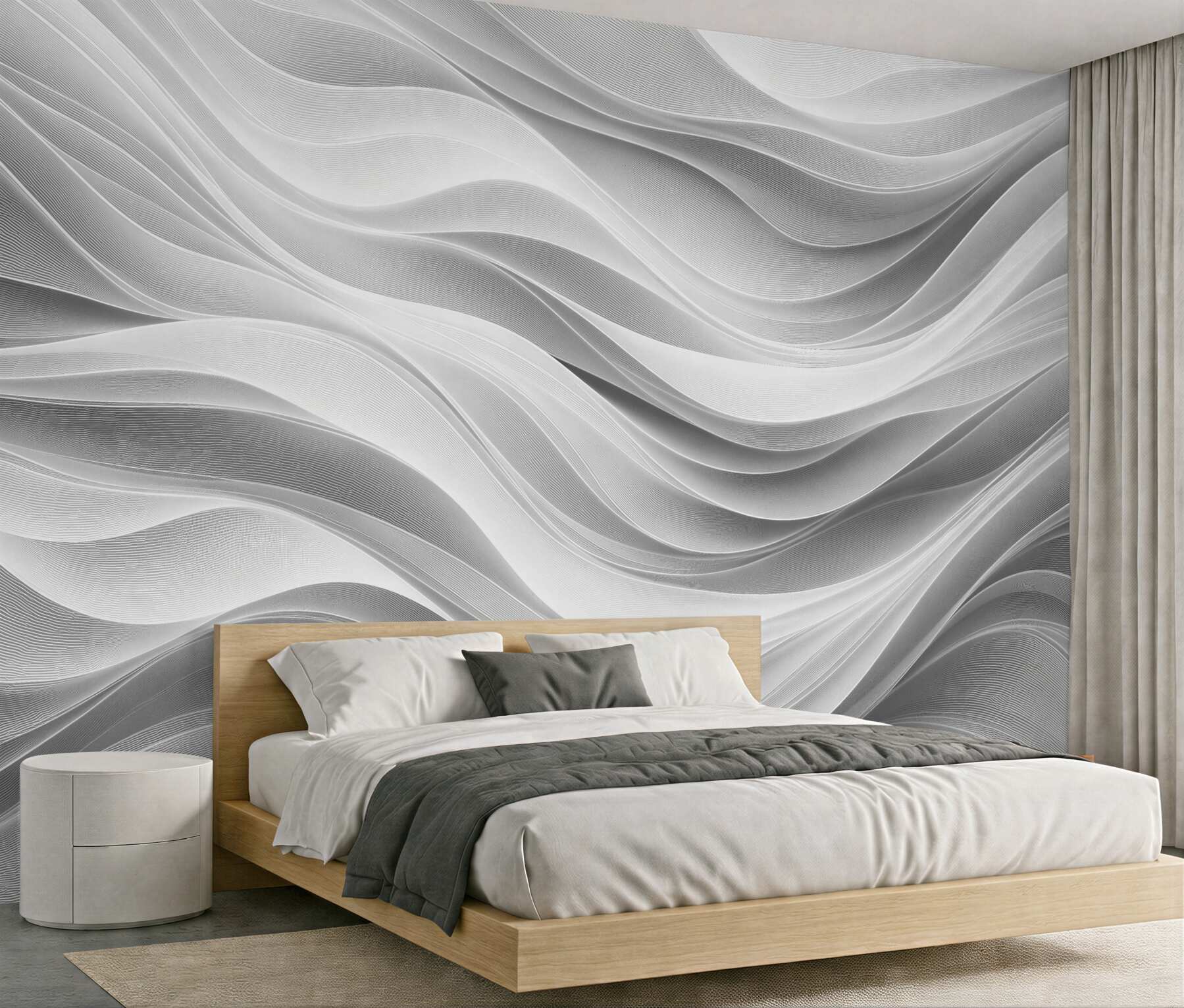 Fototapeten Weiße geschwungene Linien in 3D