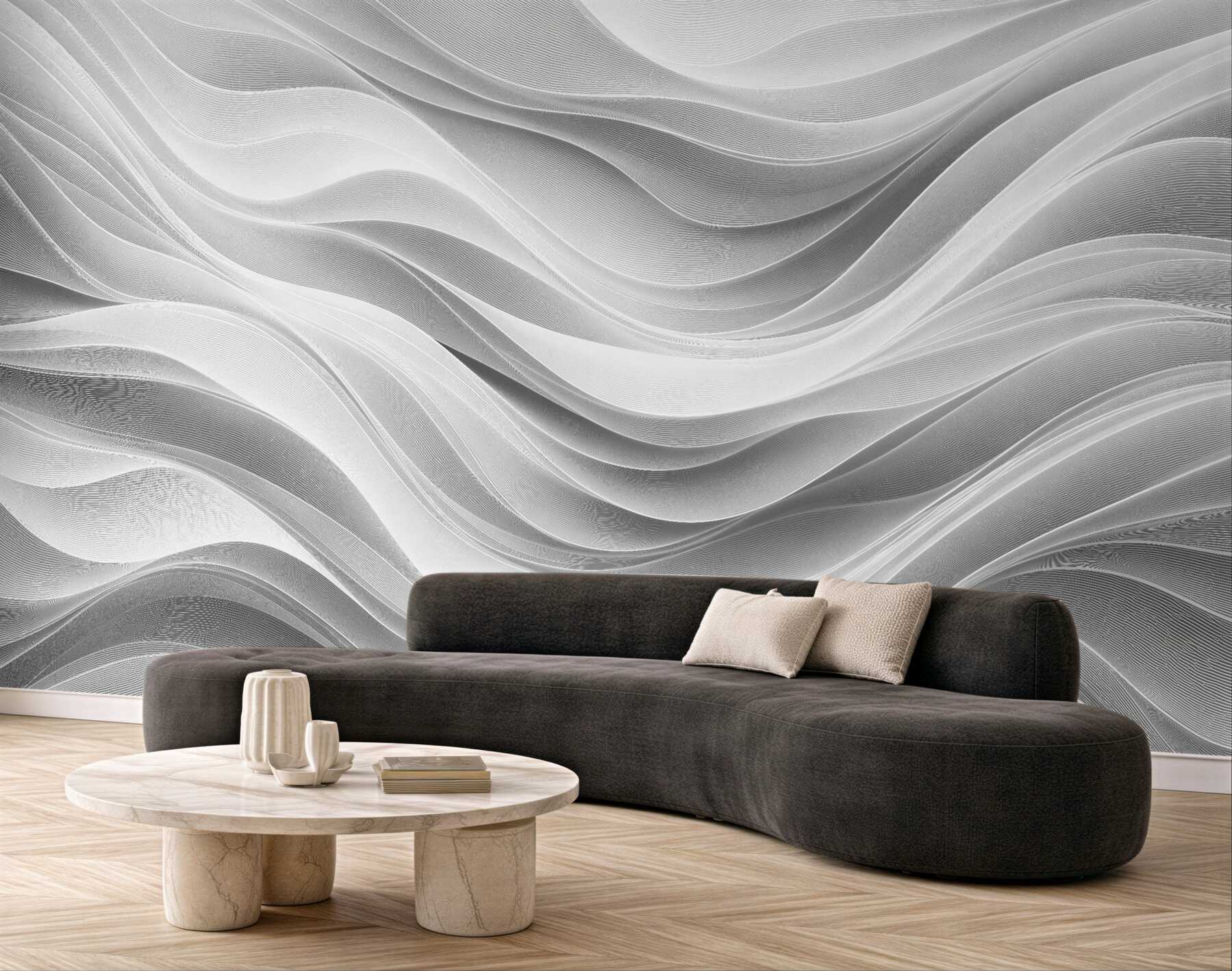 Fototapeten Weiße geschwungene Linien in 3D