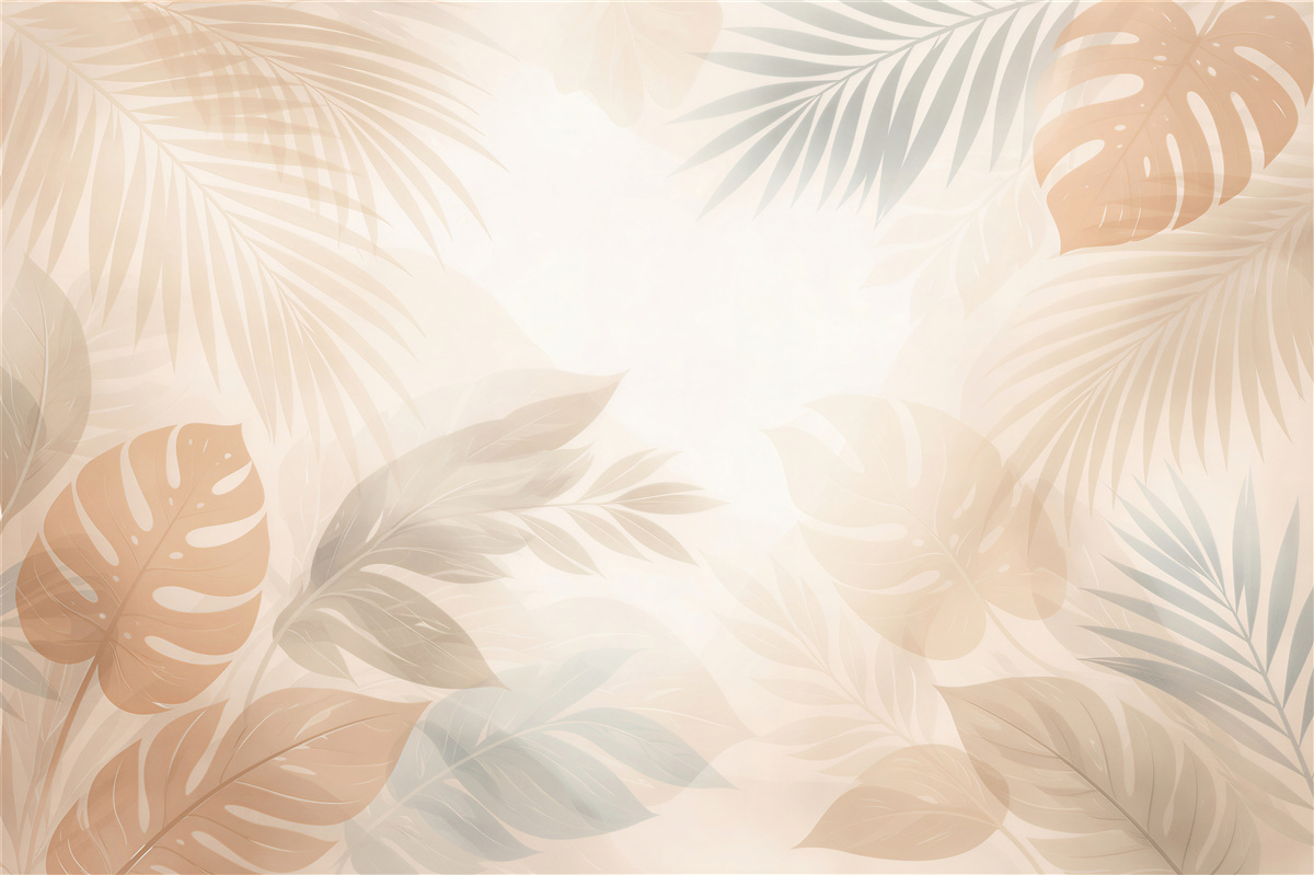Fototapeten Beige tropische Blätter