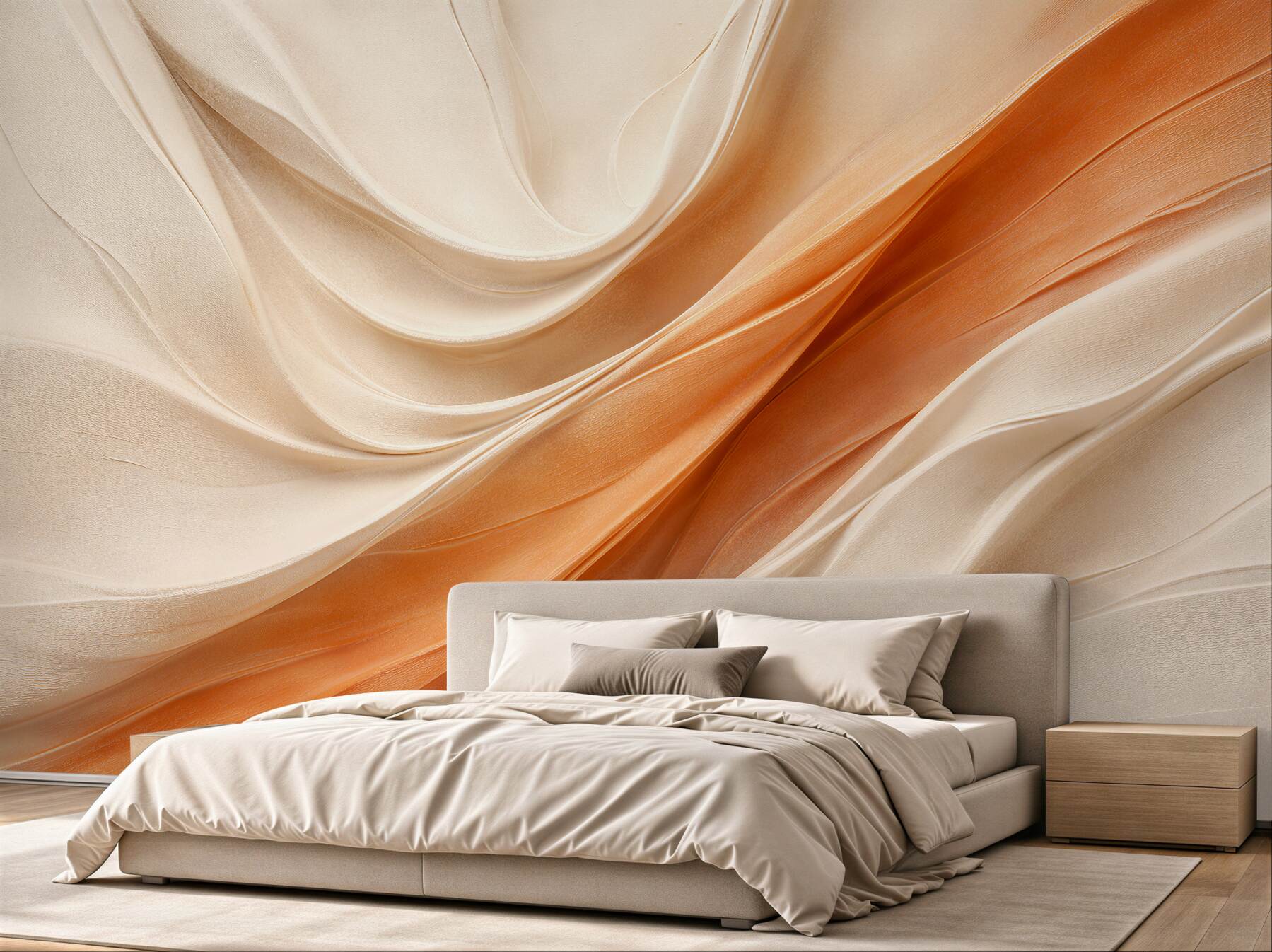 Fototapeten Seidene Welle in Beige