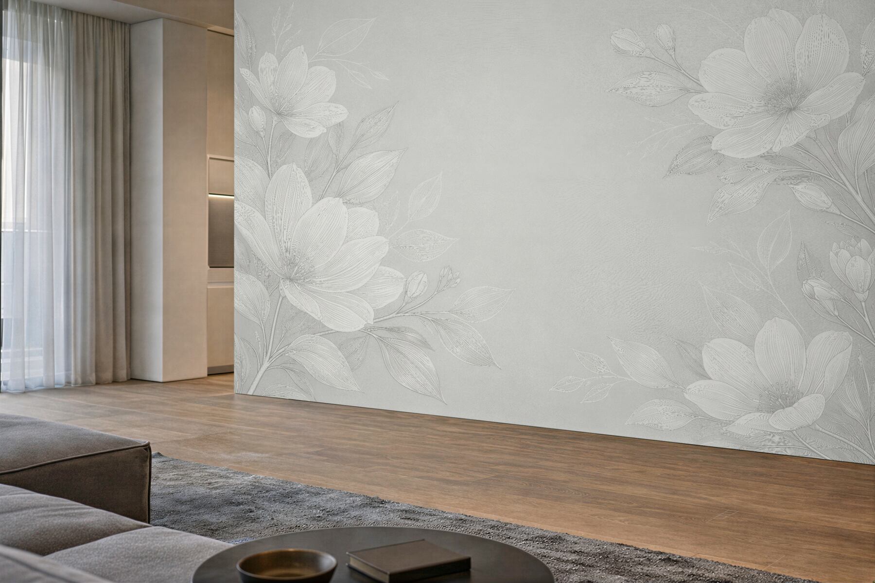 Fototapeten Subtile Blumen in heller Eleganz