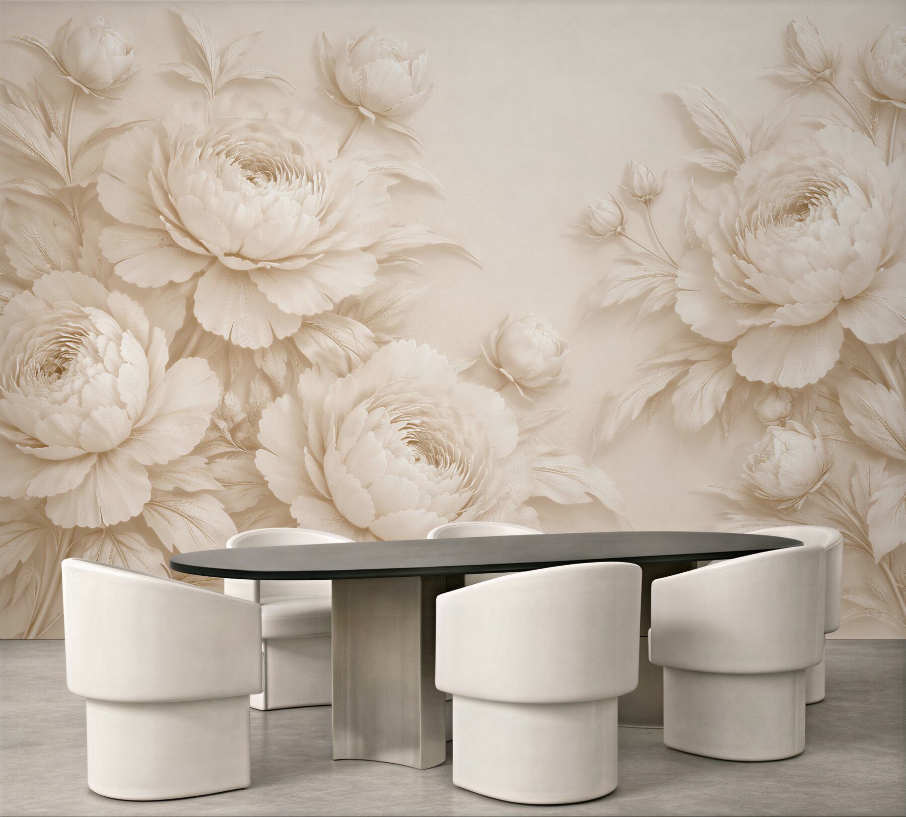 Fototapeten Cremefarbene Pfingstrosen in eleganter Anmut