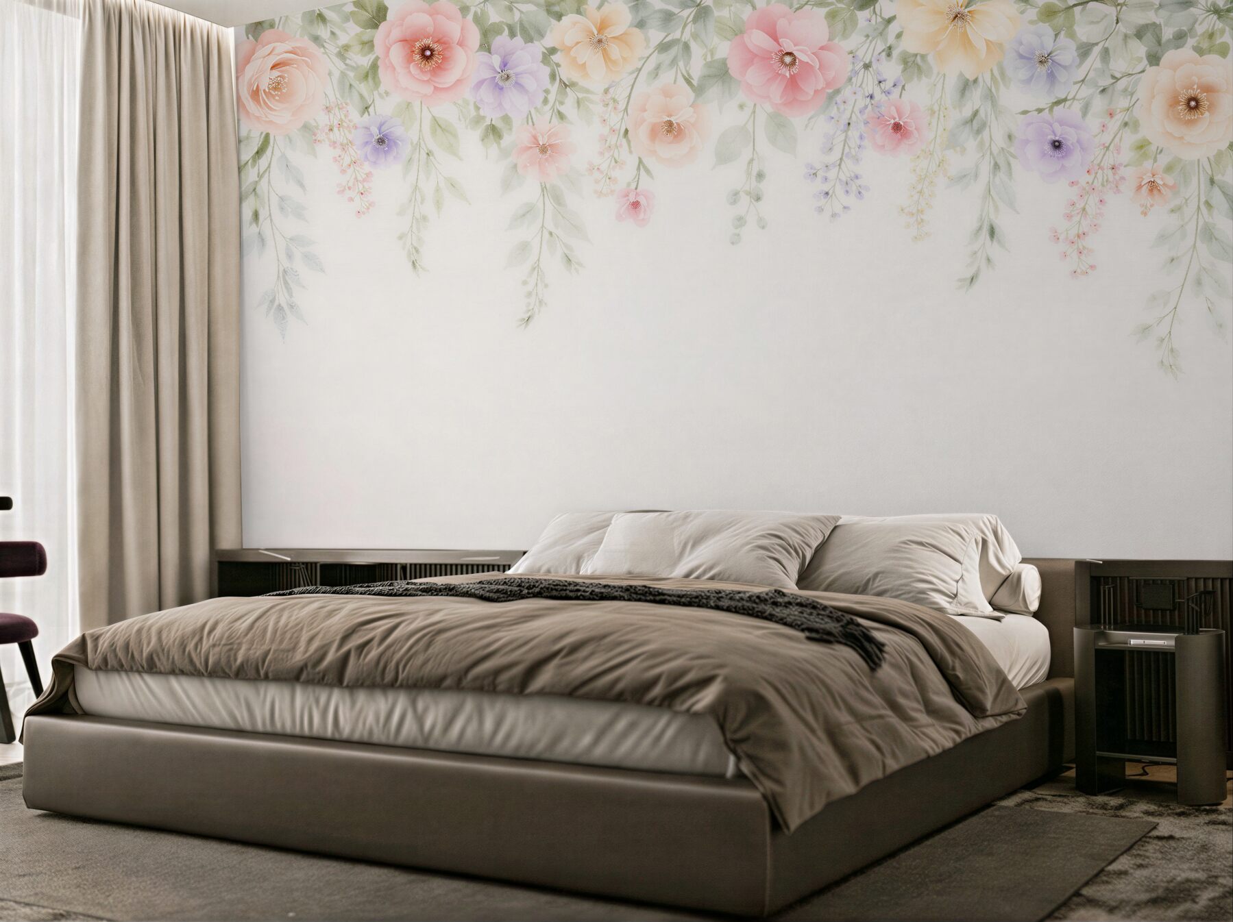 Fototapeten Zarte Blumen in pastelliger Komposition