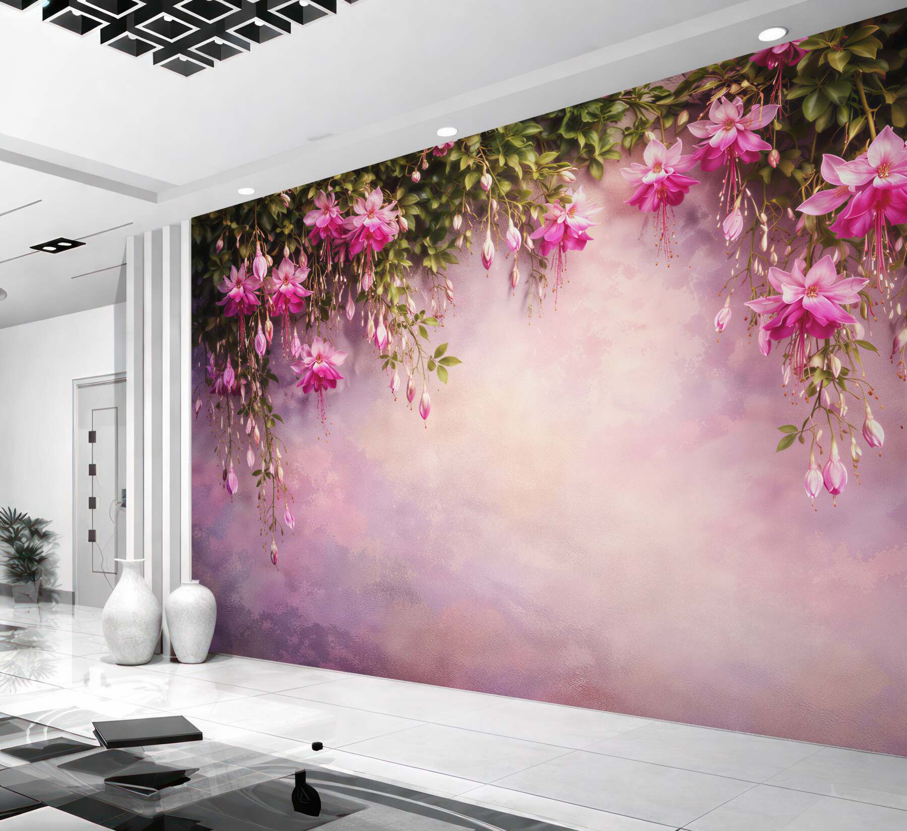 Fototapeten Rosa herabhängende Blüten der Träume