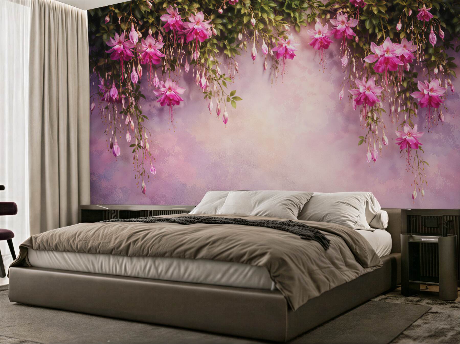 Fototapeten Rosa herabhängende Blüten der Träume