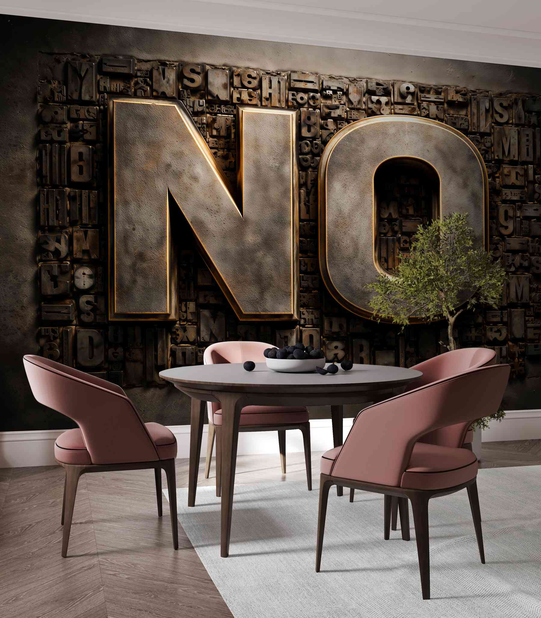 Fototapeten Metallisches typografisches Nein