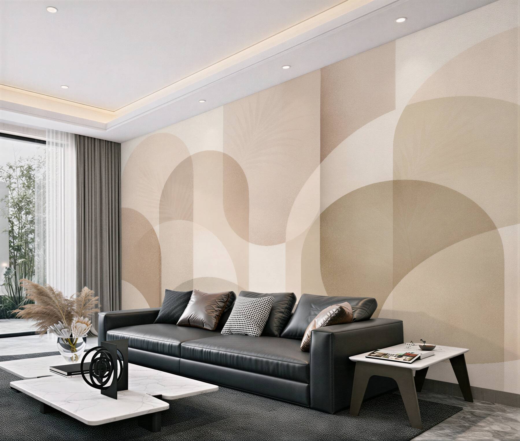 Fototapeten Beige geometrische Harmonie der Bögen