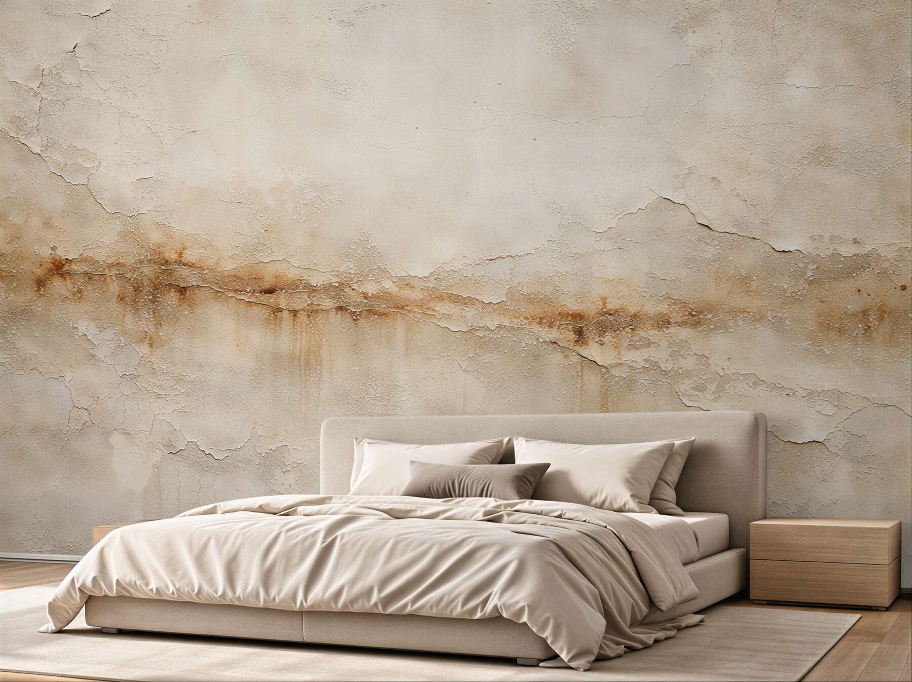 Fototapeten Beige Vintage-Wand in Used-Optik