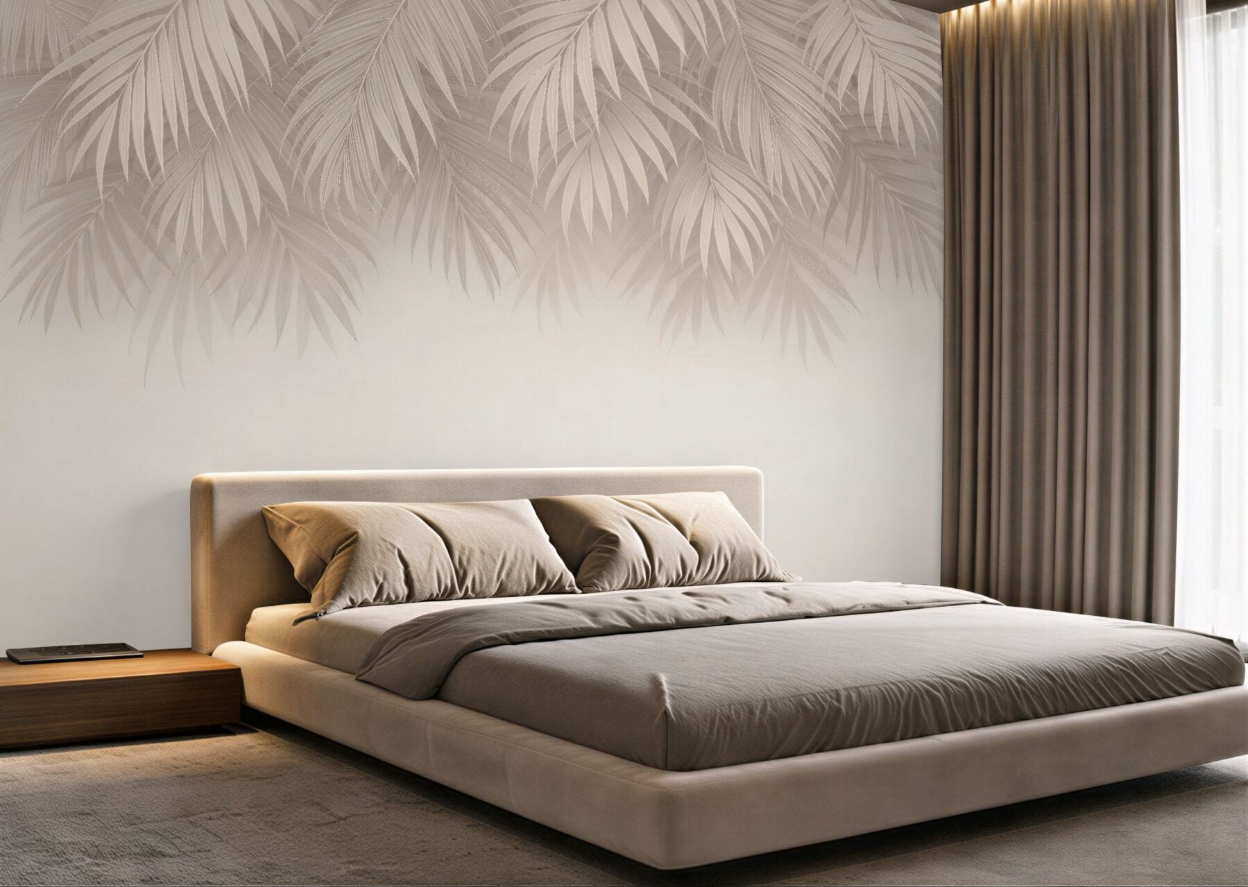 Fototapeten Beige Palmblätter im Schatten
