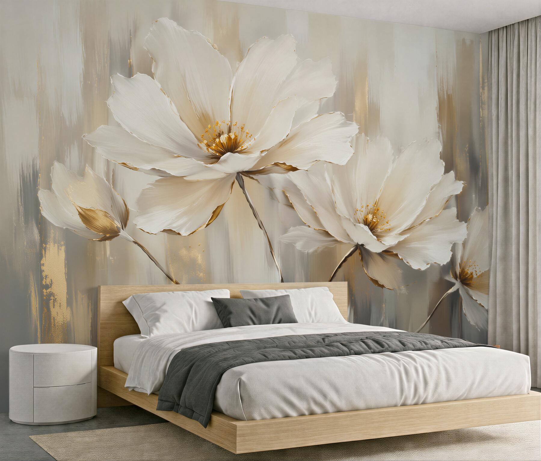 Fototapeten Goldene Blüten in eleganter Ausstrahlung