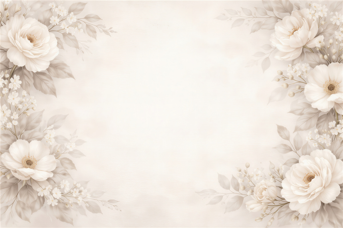 Fototapeten Cremefarbener floraler Rahmen voller Eleganz