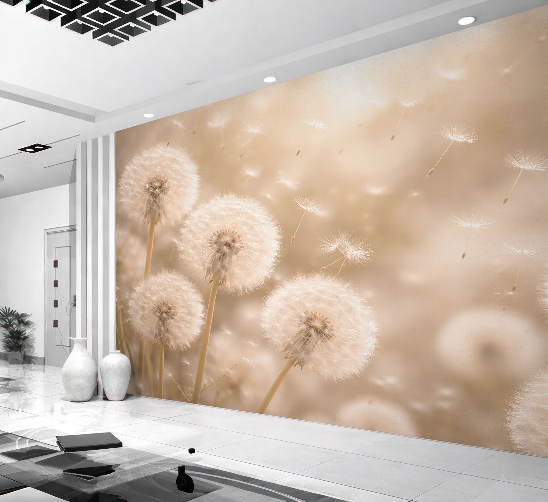 Fototapeten goldene Pusteblumen im Glanz